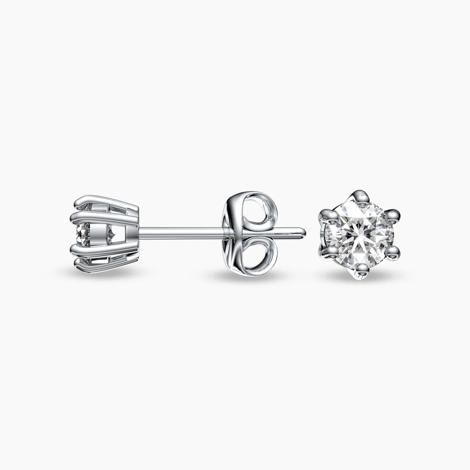 18k Six Prongs Solitaire Natural Diamond Studs