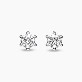 18k Six Prongs Solitaire Natural Diamond Studs