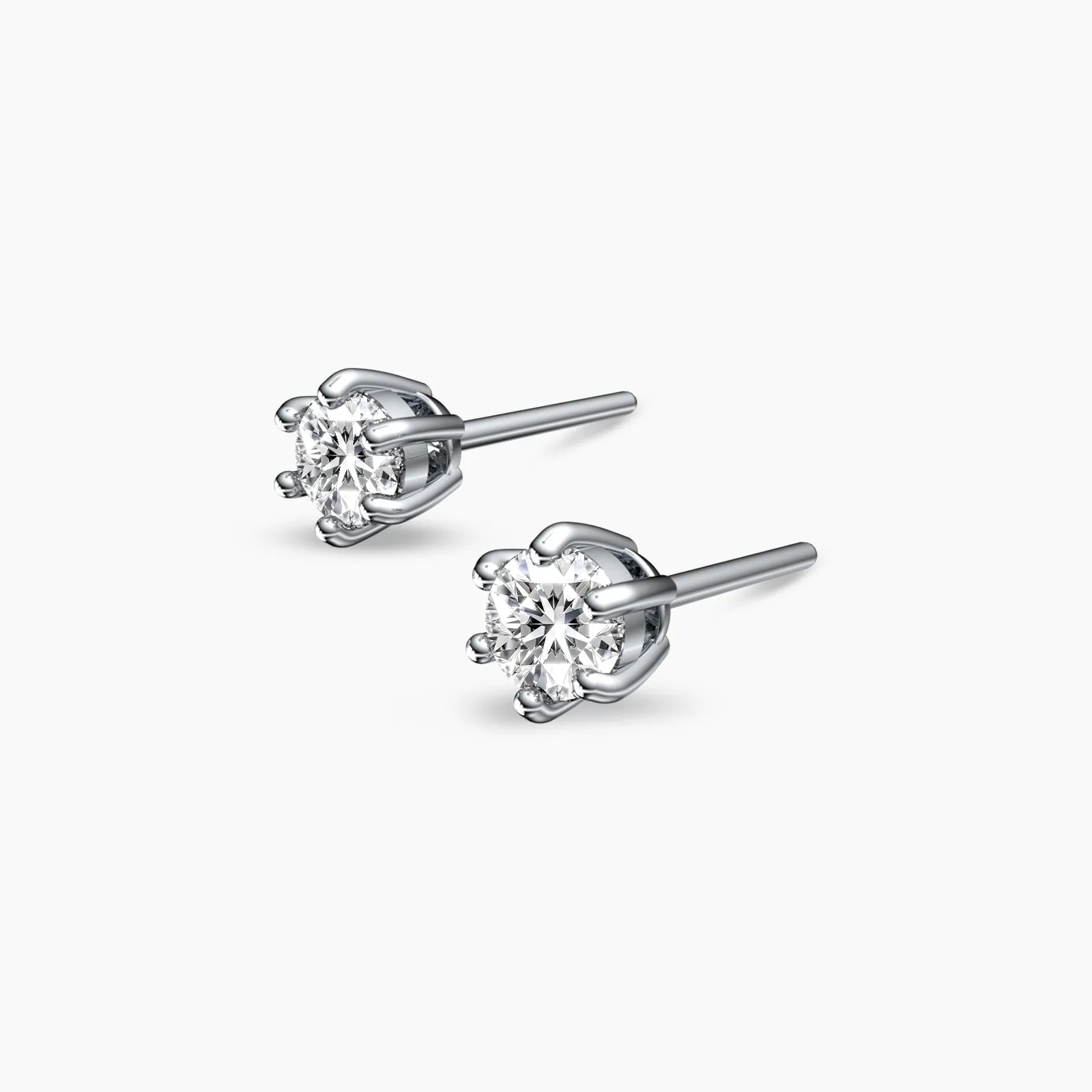 18k Six Prongs Solitaire Natural Diamond Studs