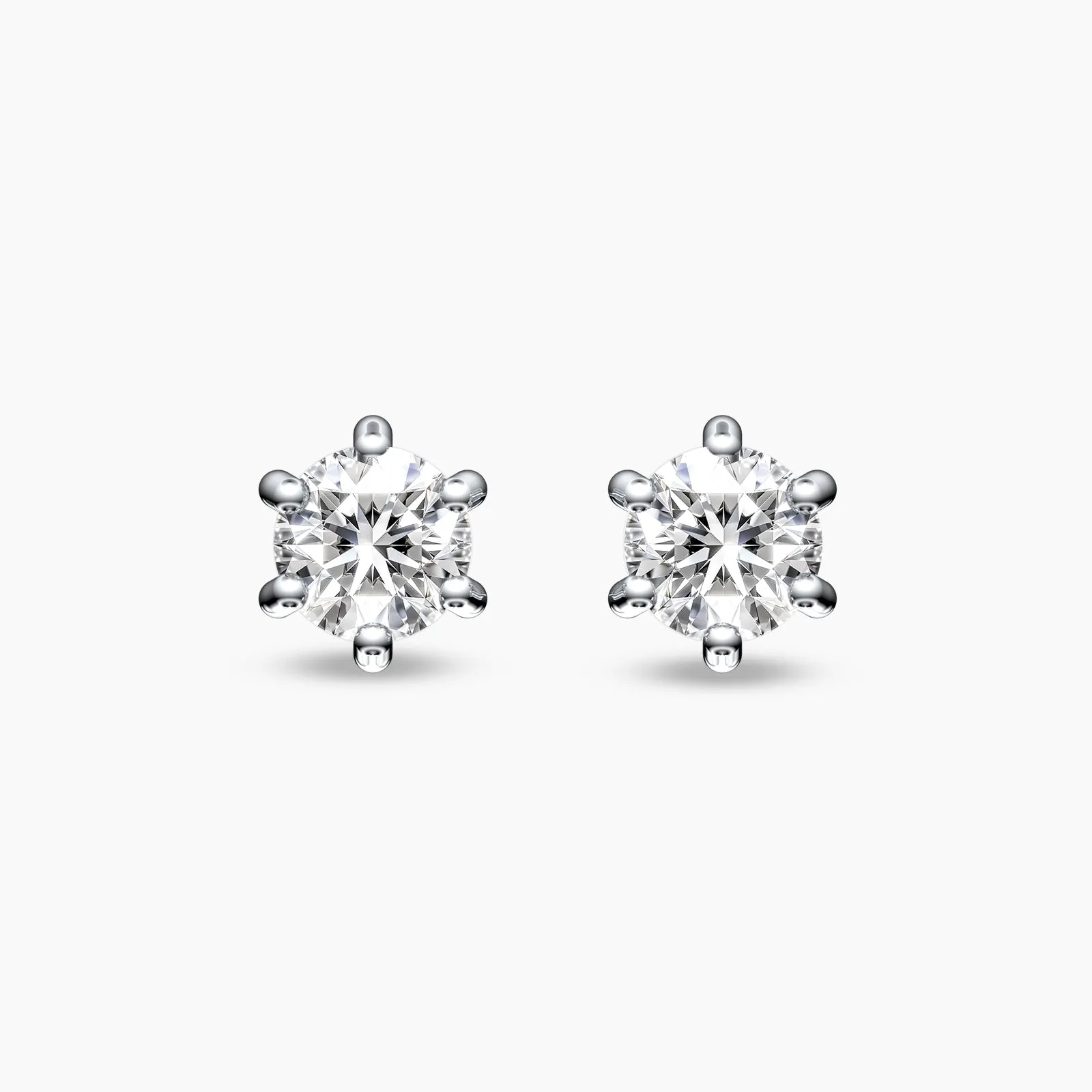18k Six Prongs Solitaire Natural Diamond Studs