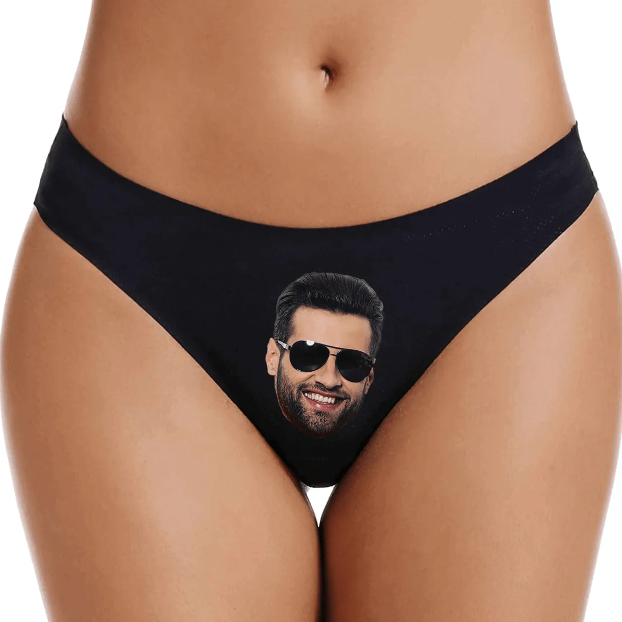 Add a Face Thongs (Black) Add Name or Phrase on the Back, valentine's day gift for her, valentines gifts for men