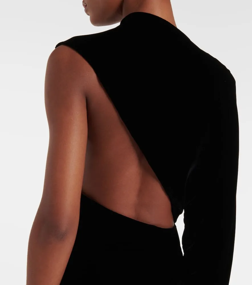 Alaia Asymmetric one-shoulder velvet gown
