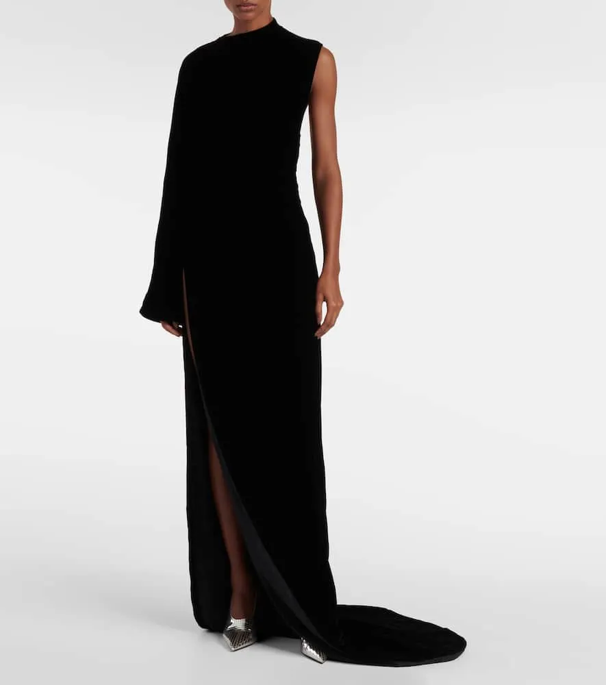 Alaia Asymmetric one-shoulder velvet gown