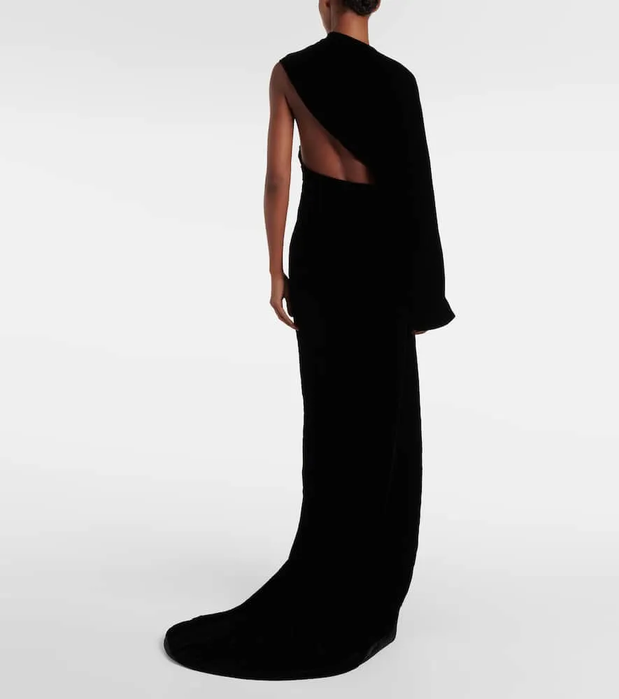 Alaia Asymmetric one-shoulder velvet gown