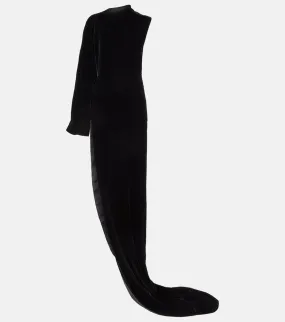 Alaia Asymmetric one-shoulder velvet gown