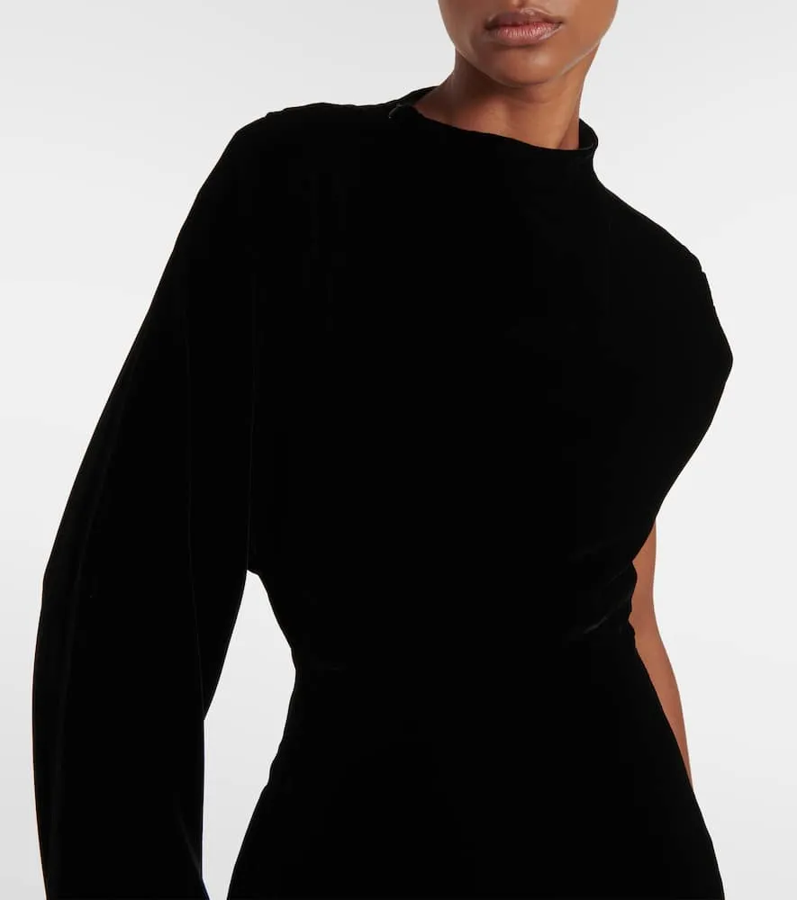 Alaia Asymmetric one-shoulder velvet gown