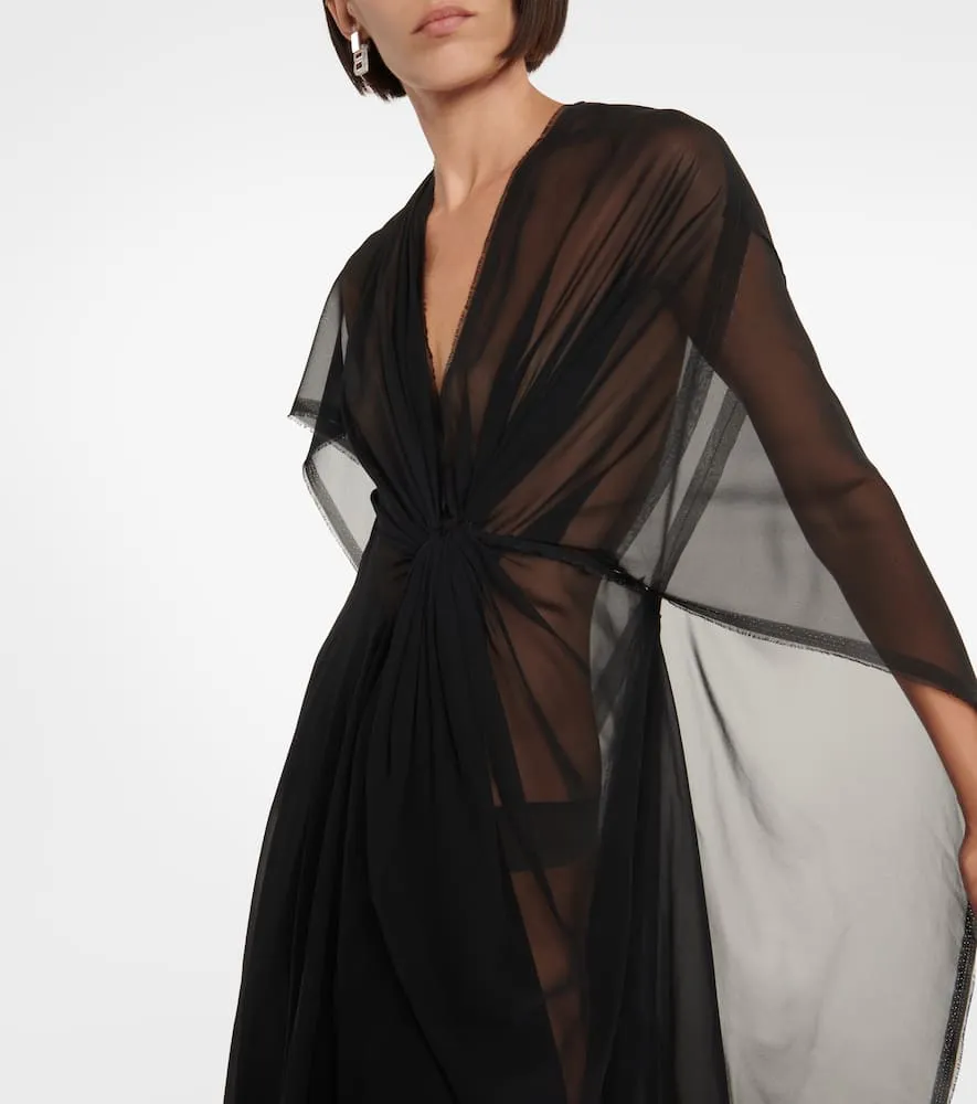 Balenciaga Gathered semi-sheer chiffon gown