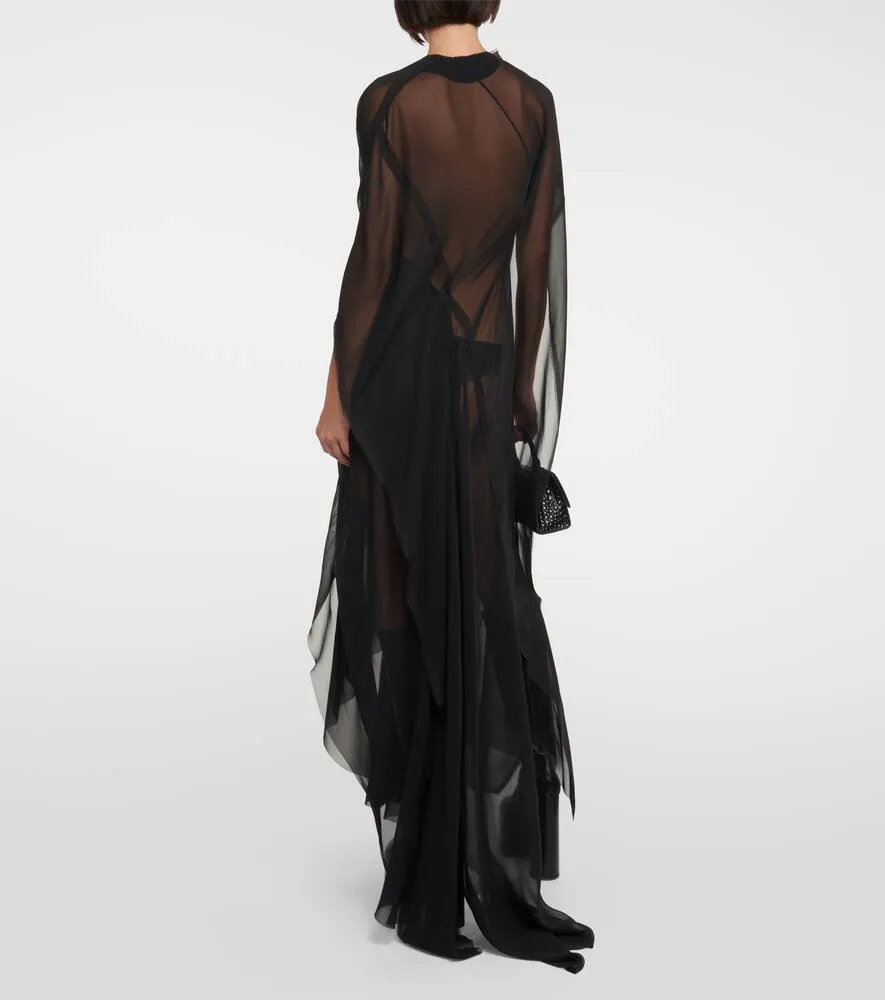 Balenciaga Gathered semi-sheer chiffon gown