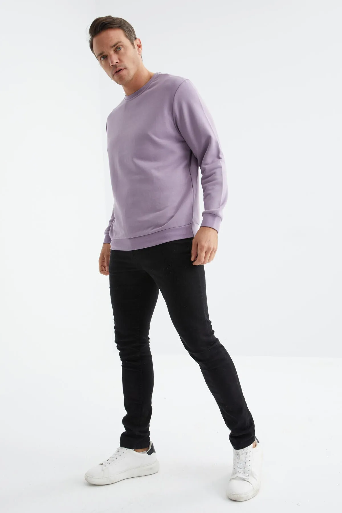 basic o yaka rahat form erkek sweatshirt - 88053