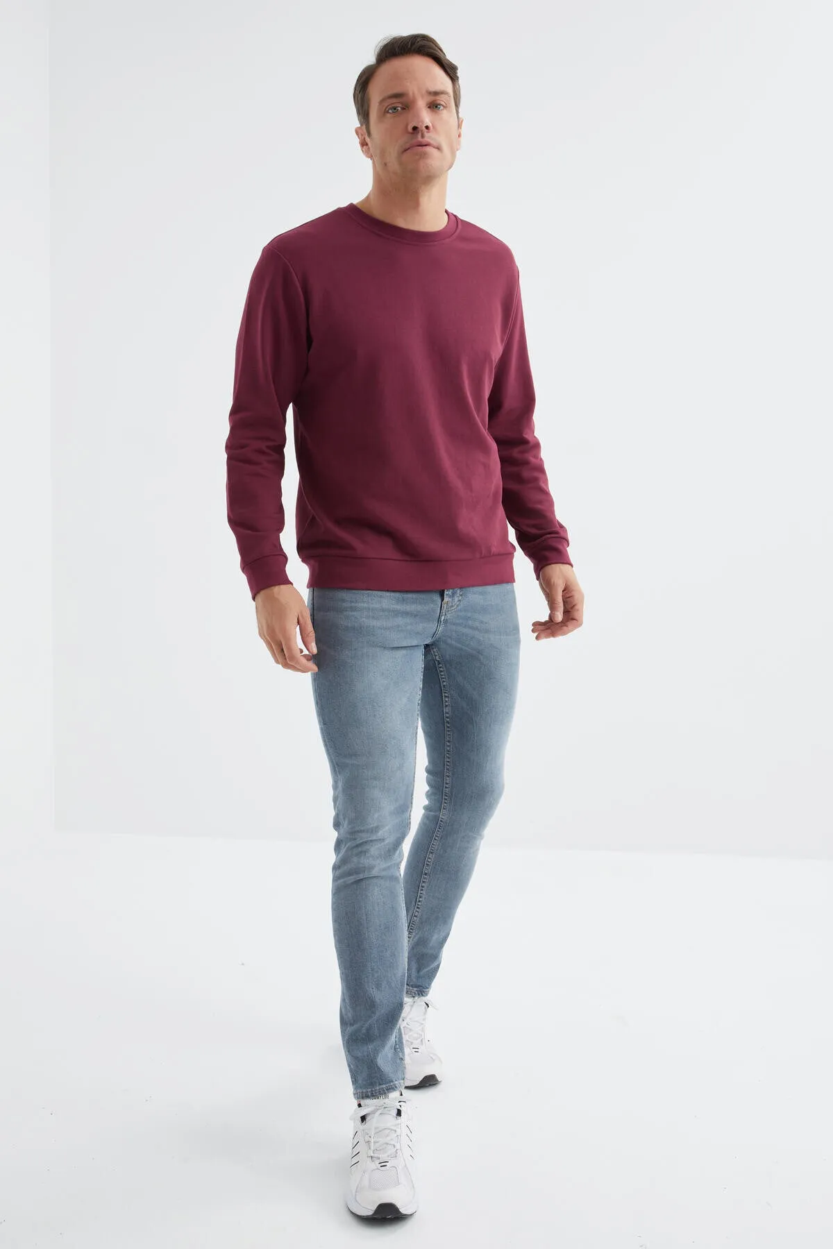 basic o yaka rahat form erkek sweatshirt - 88053