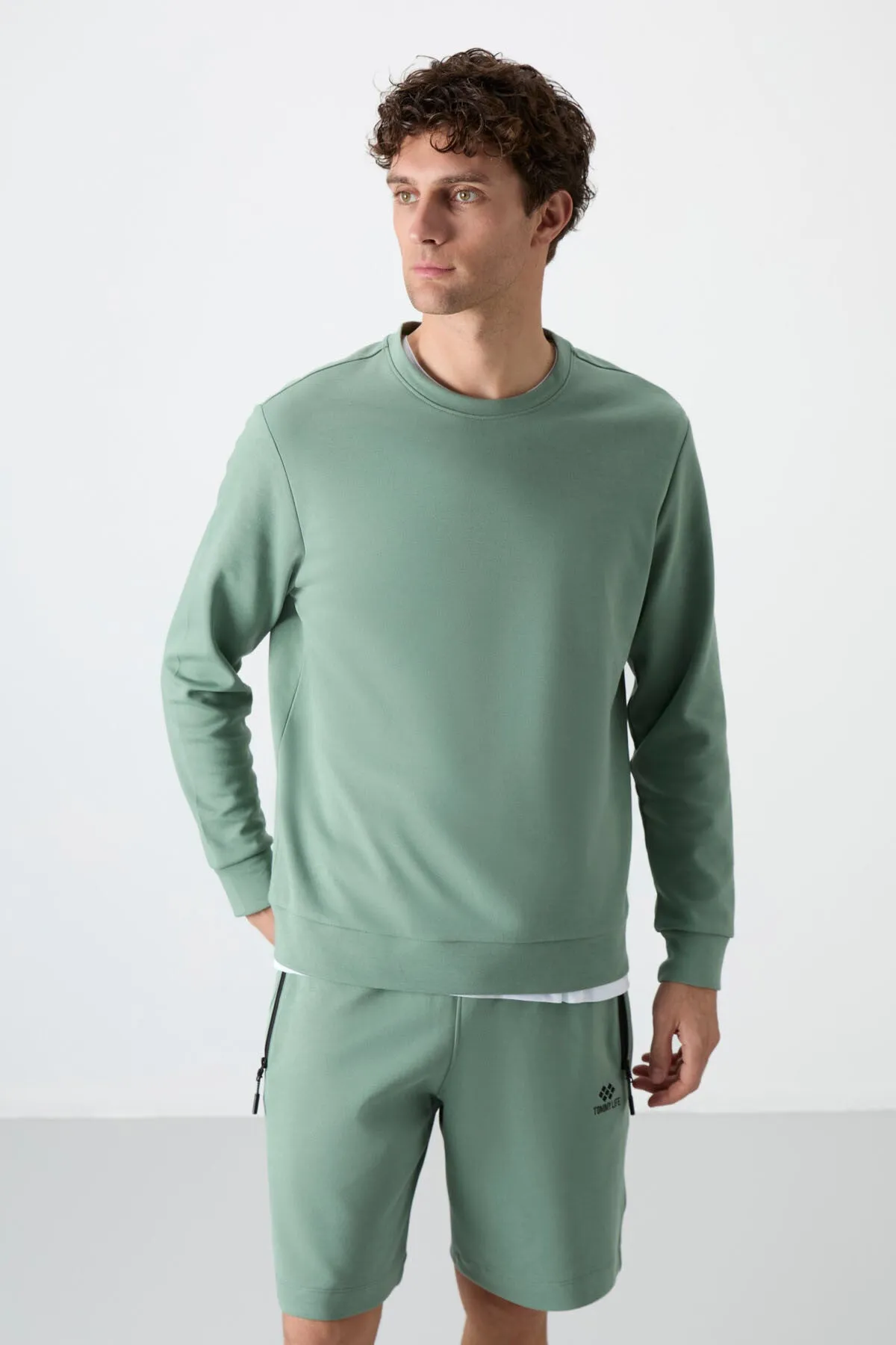 basic o yaka rahat form erkek sweatshirt - 88053