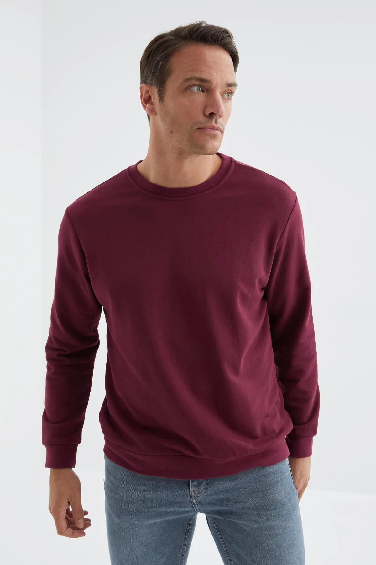 basic o yaka rahat form erkek sweatshirt - 88053