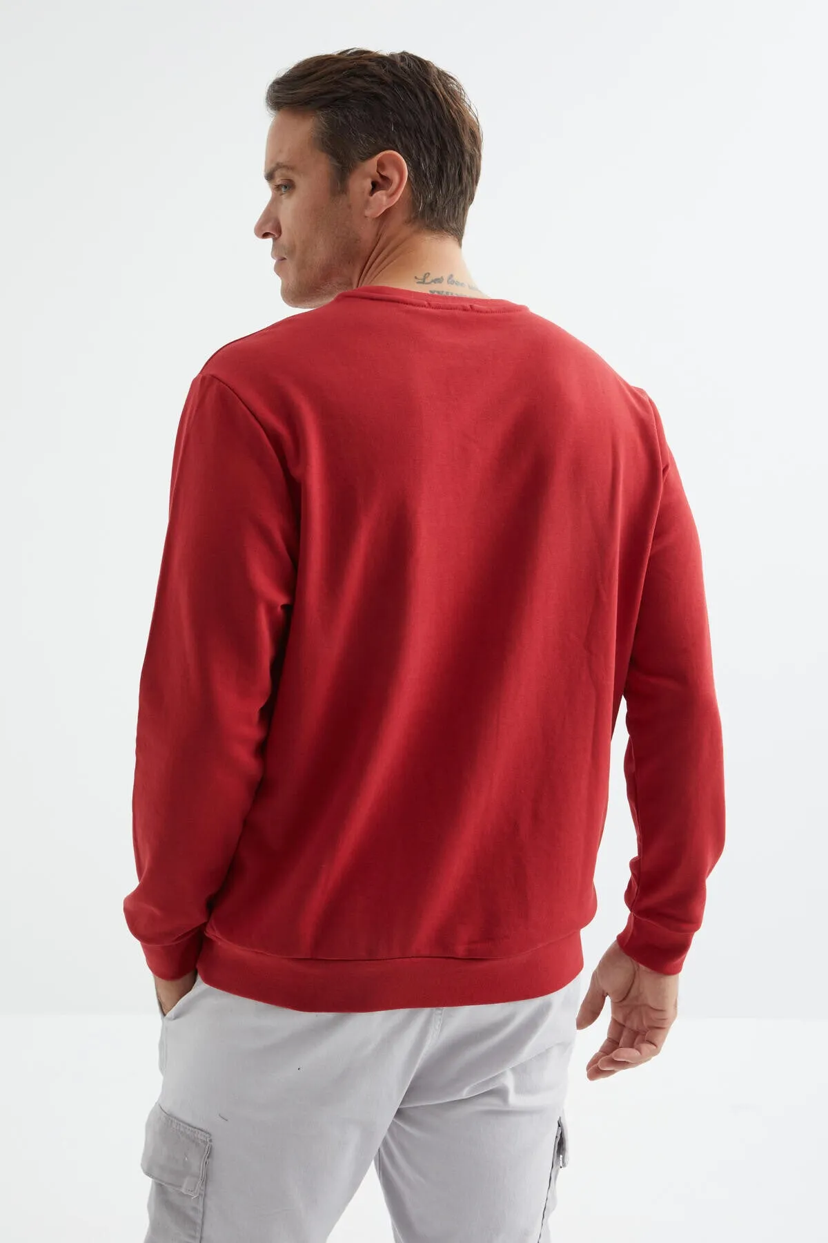 basic o yaka rahat form erkek sweatshirt - 88053