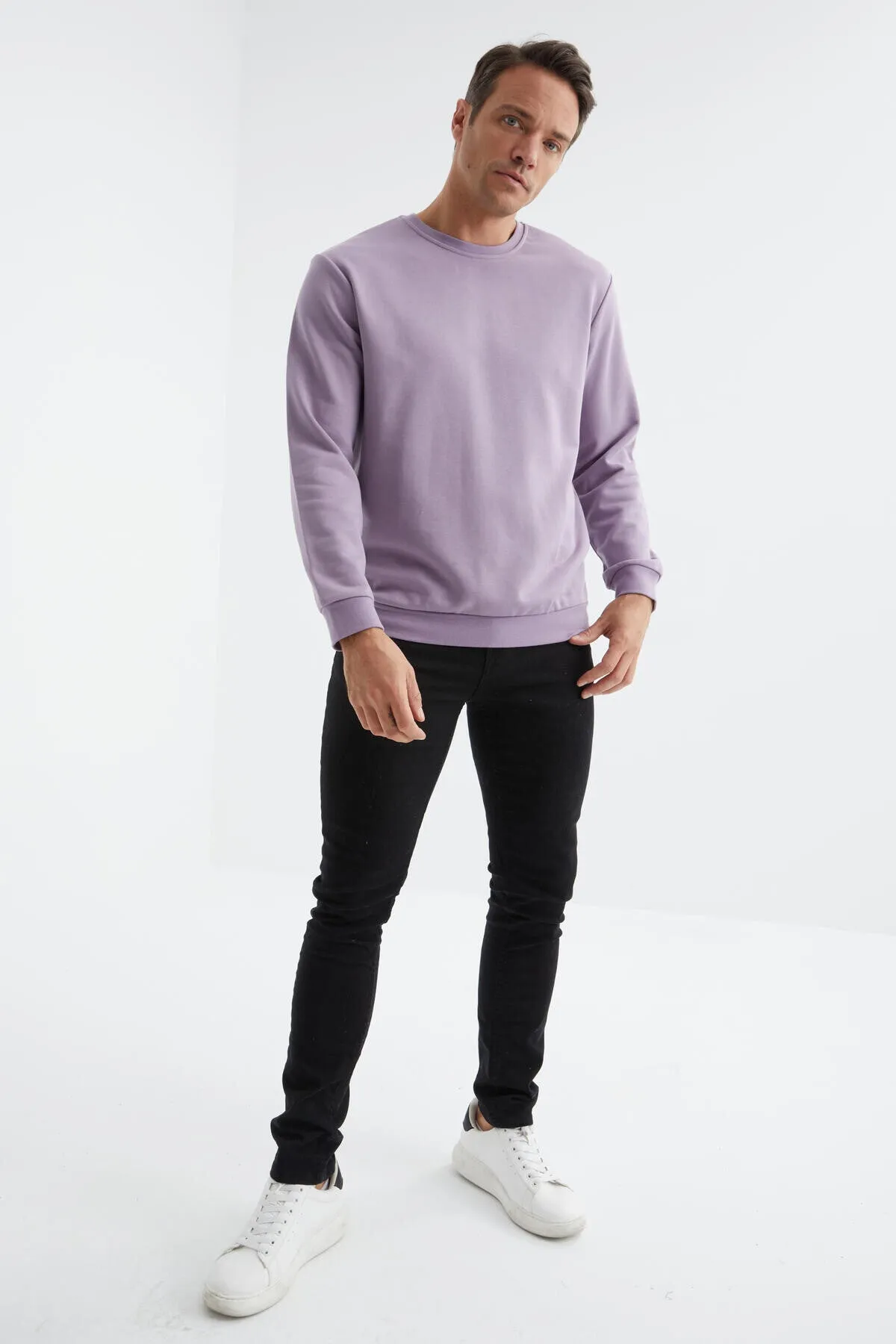 basic o yaka rahat form erkek sweatshirt - 88053