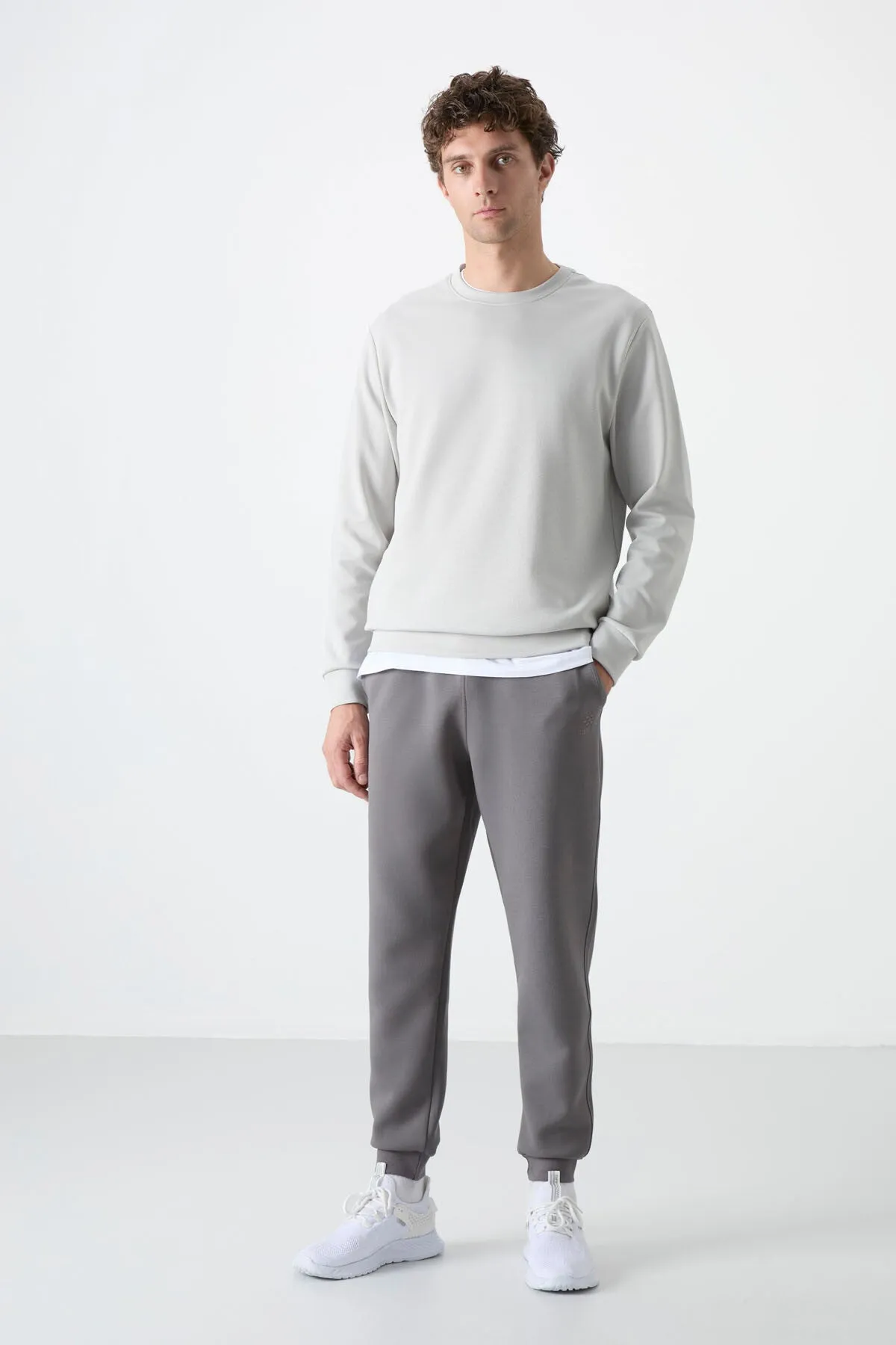 basic o yaka rahat form erkek sweatshirt - 88053