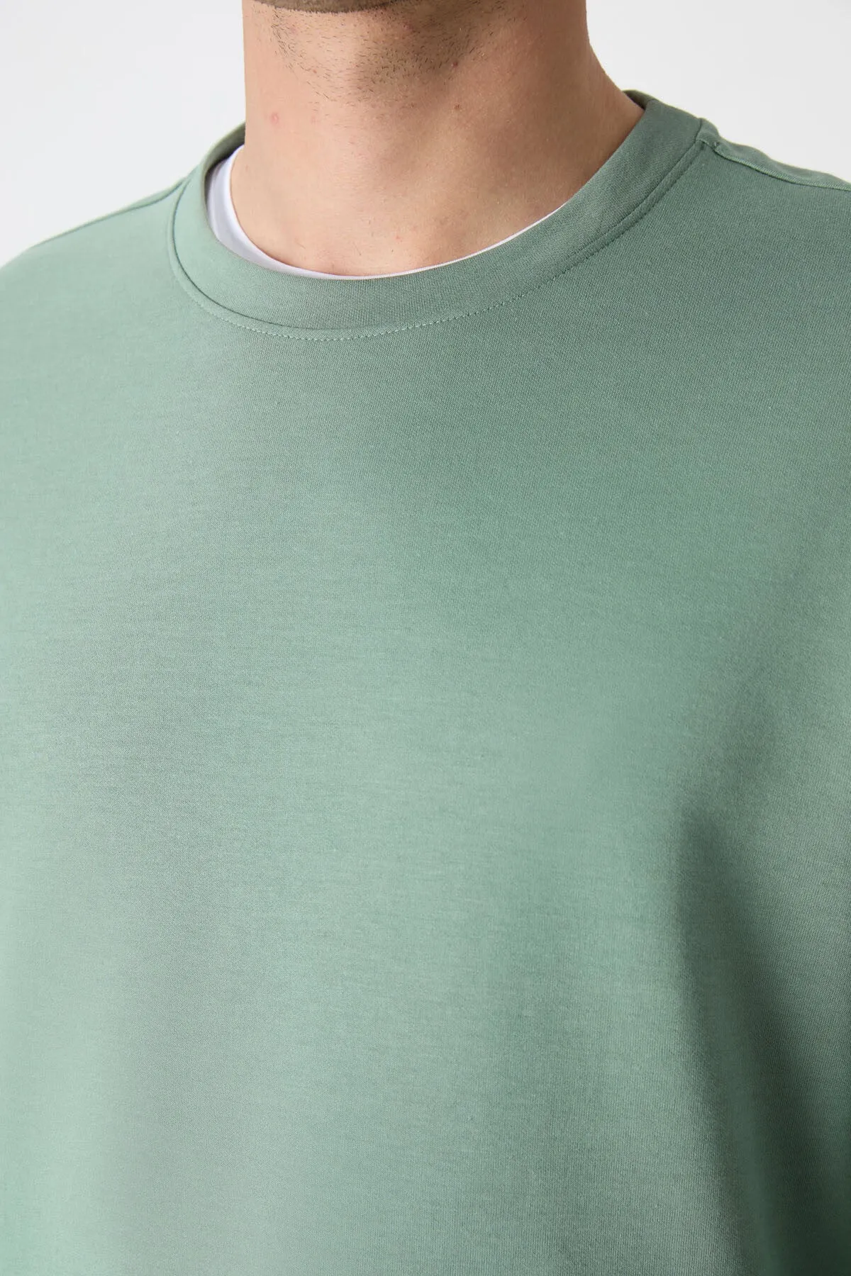 basic o yaka rahat form erkek sweatshirt - 88053