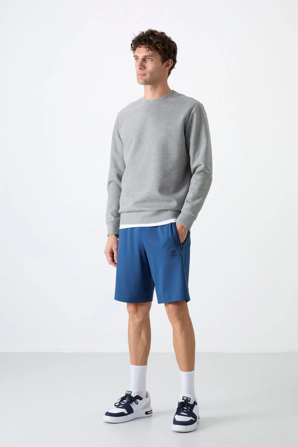 basic o yaka rahat form erkek sweatshirt - 88053