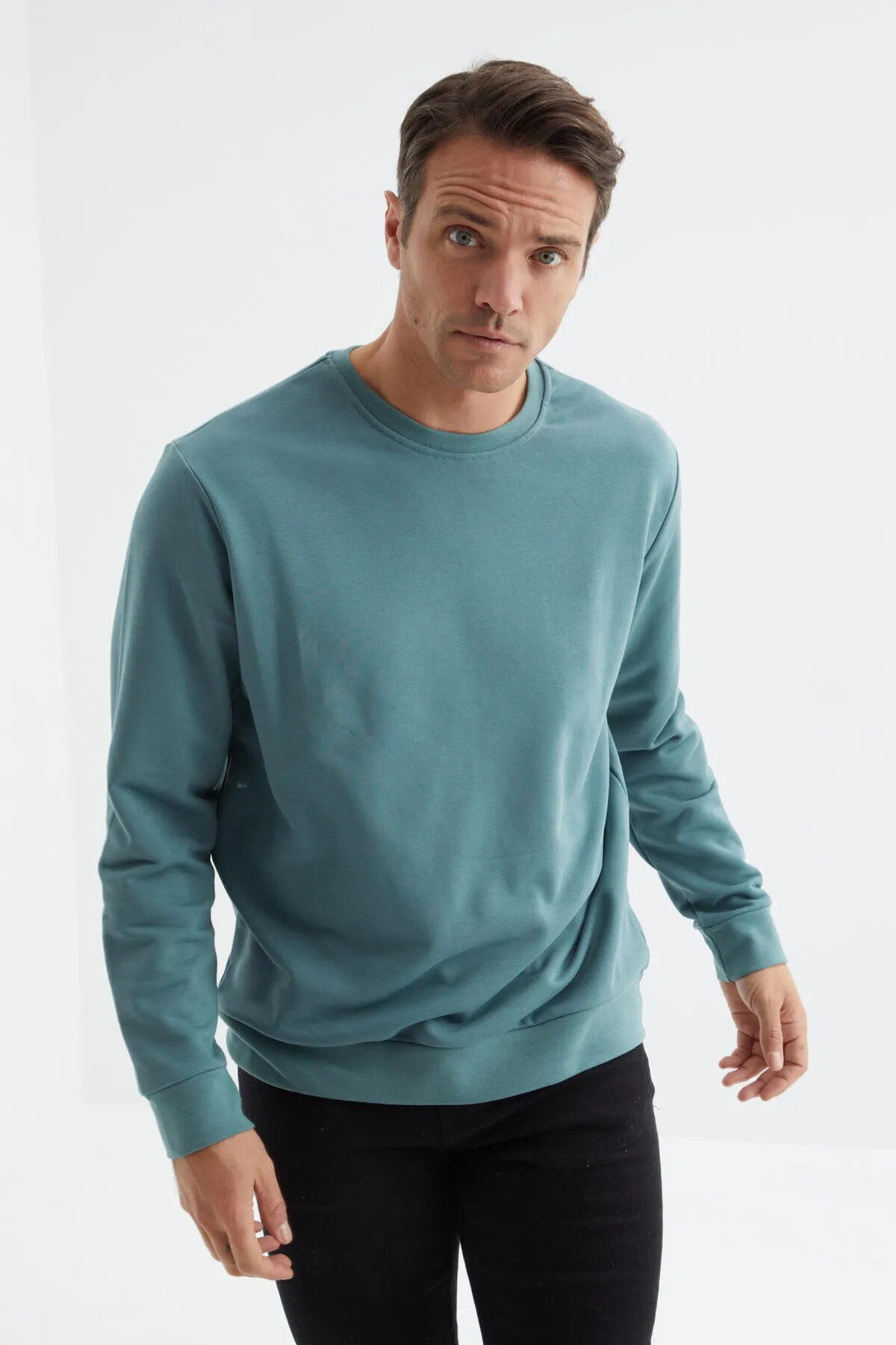 basic o yaka rahat form erkek sweatshirt - 88053