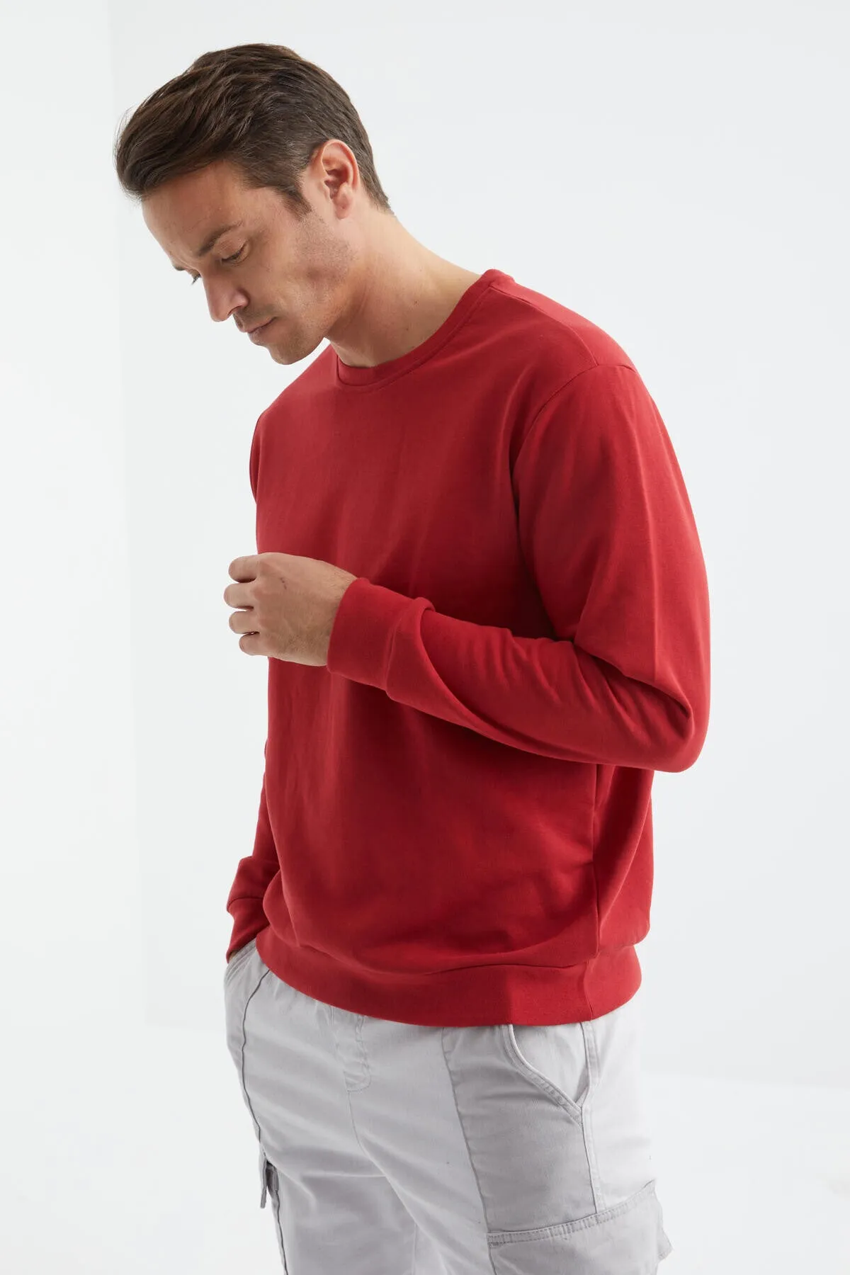 basic o yaka rahat form erkek sweatshirt - 88053