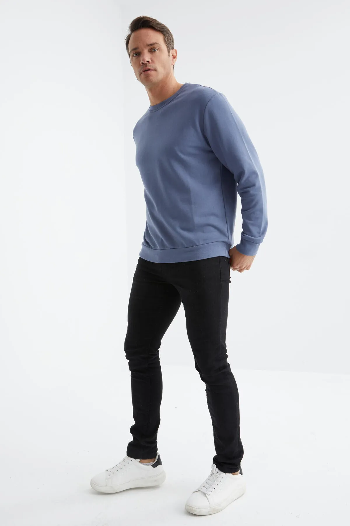 basic o yaka rahat form erkek sweatshirt - 88053