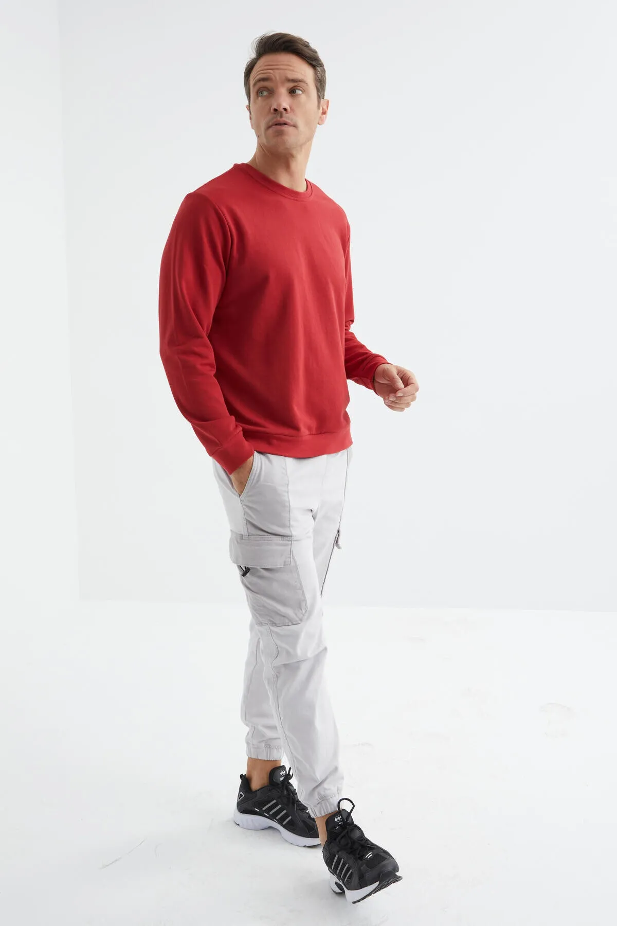 basic o yaka rahat form erkek sweatshirt - 88053