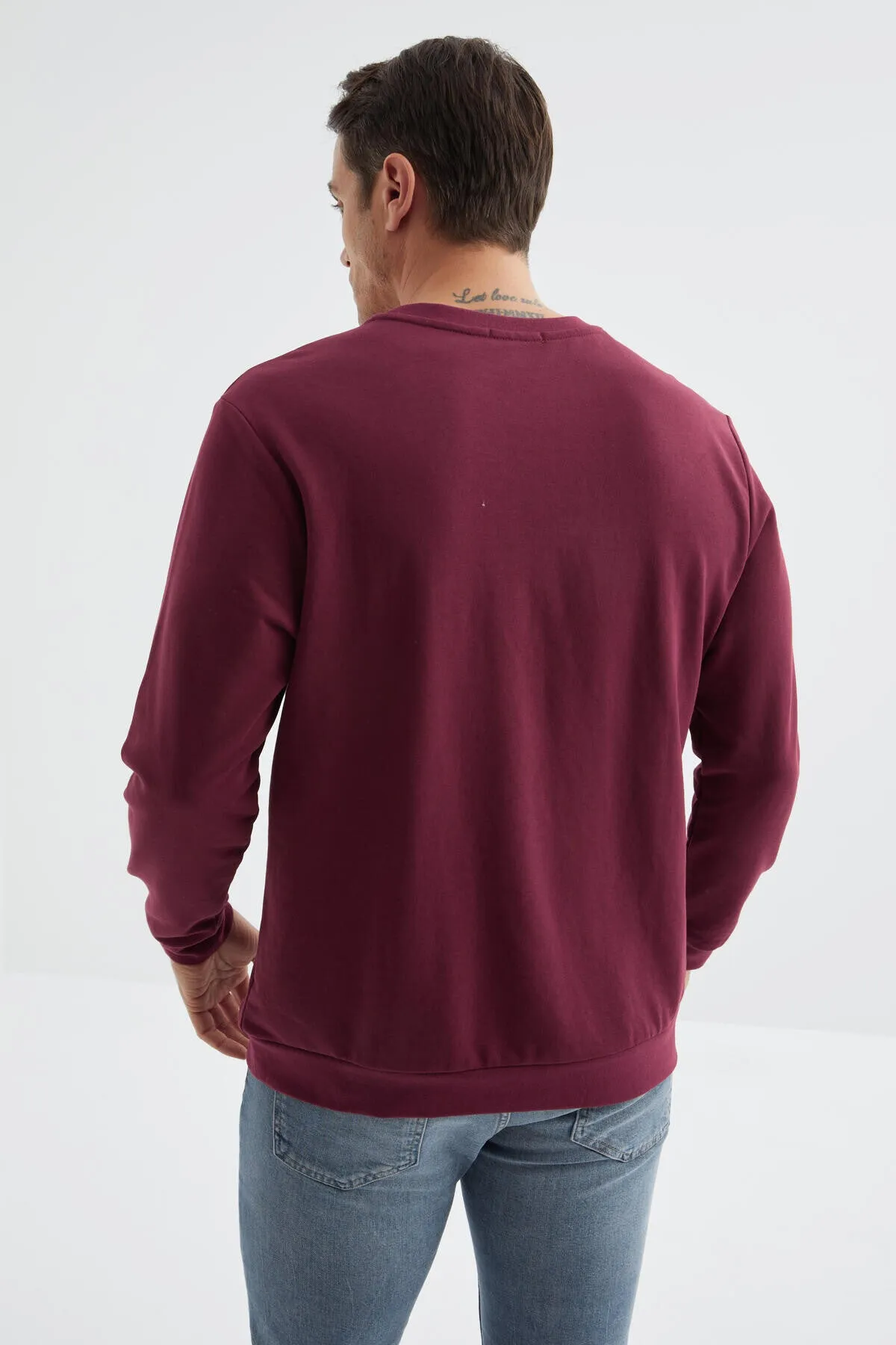 basic o yaka rahat form erkek sweatshirt - 88053