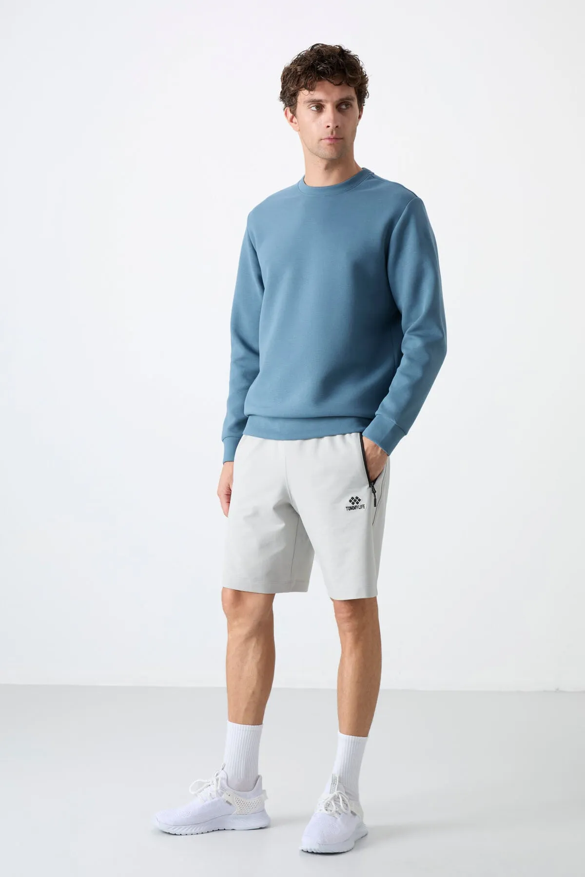 basic o yaka rahat form erkek sweatshirt - 88053