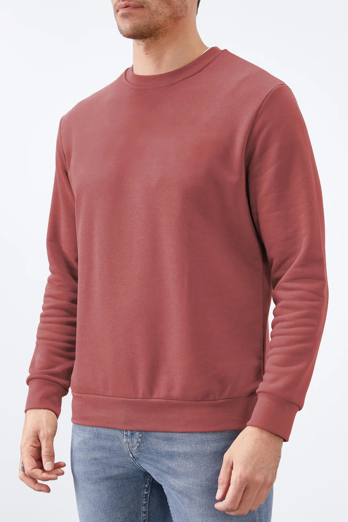 basic o yaka rahat form erkek sweatshirt - 88053