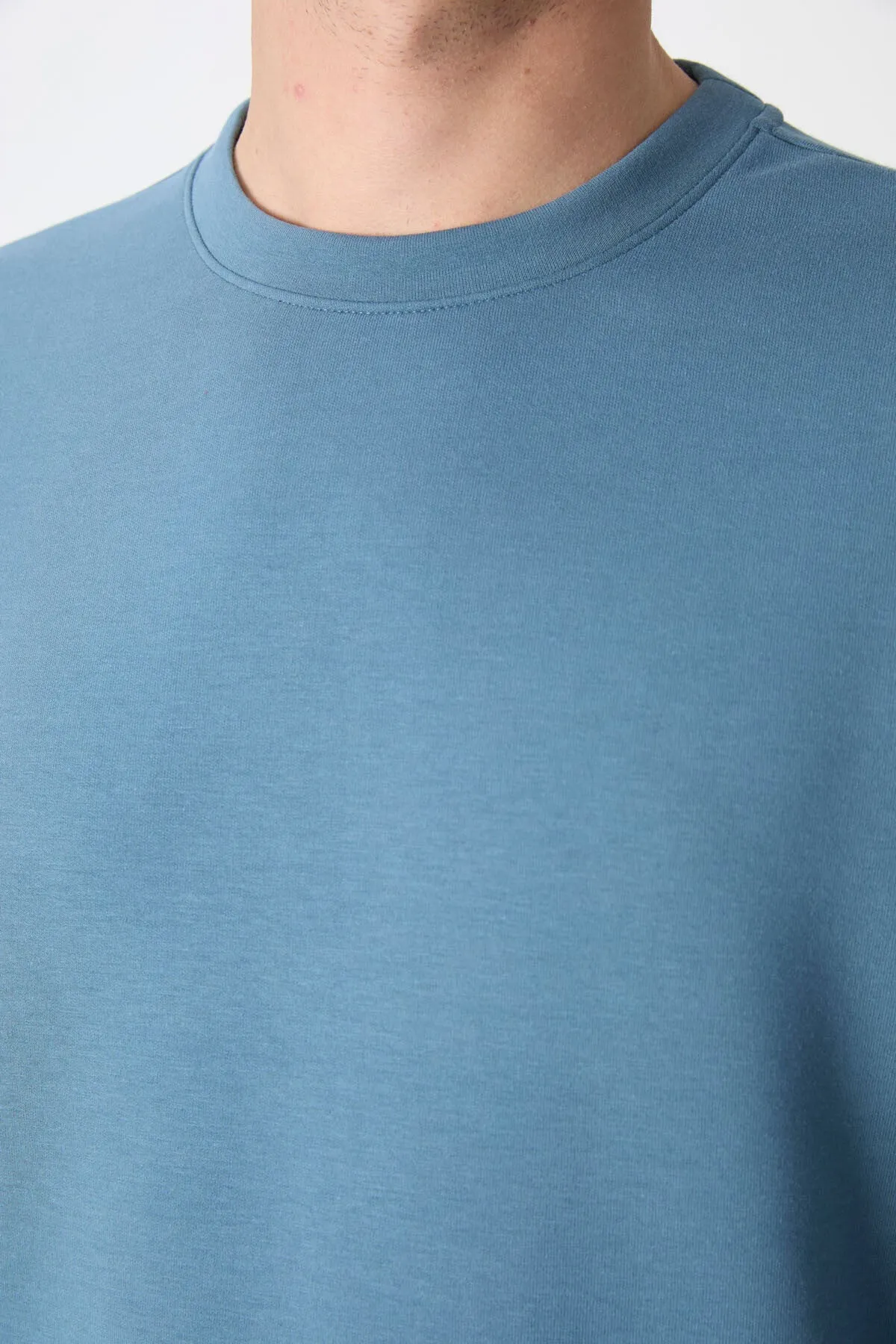 basic o yaka rahat form erkek sweatshirt - 88053