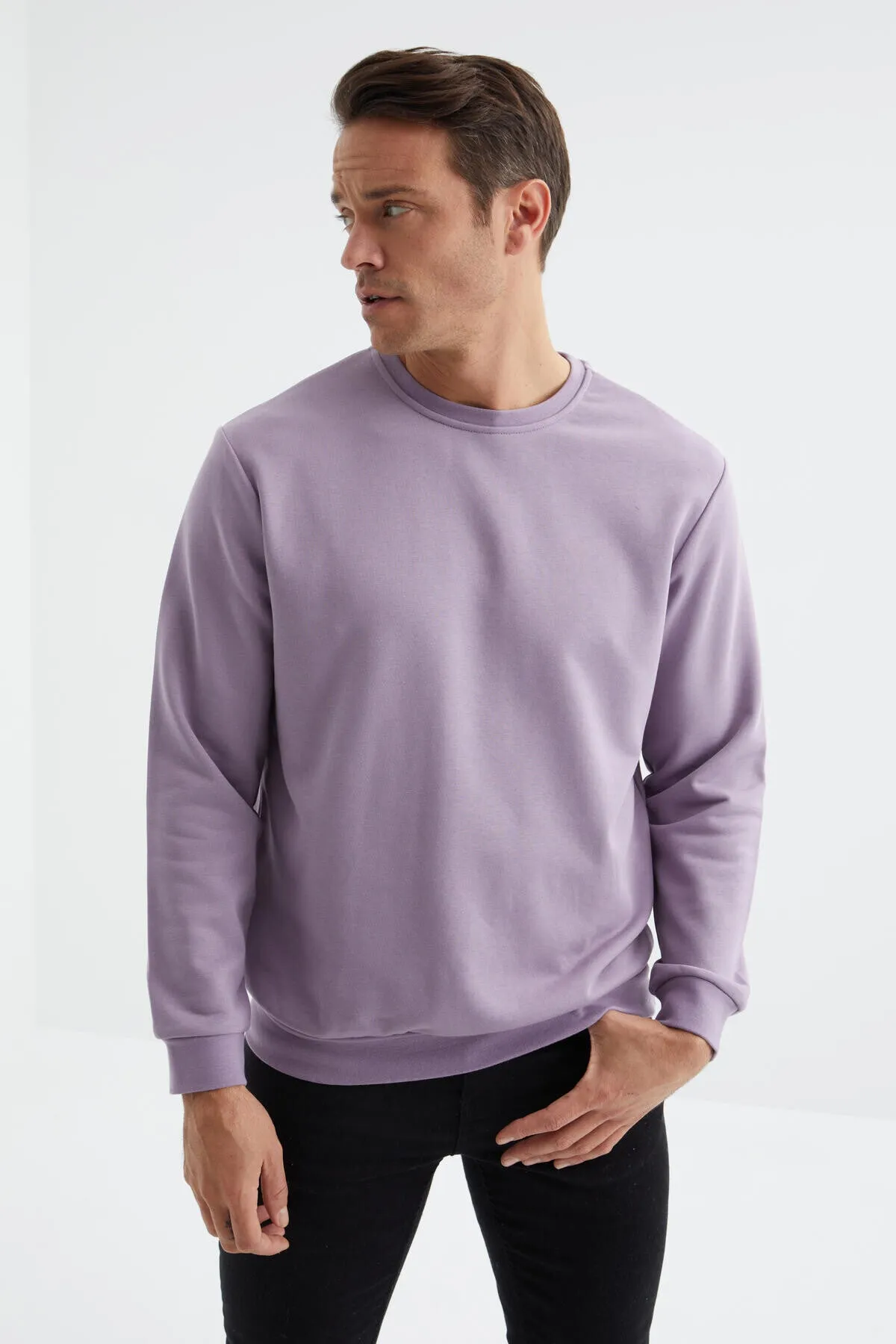 basic o yaka rahat form erkek sweatshirt - 88053