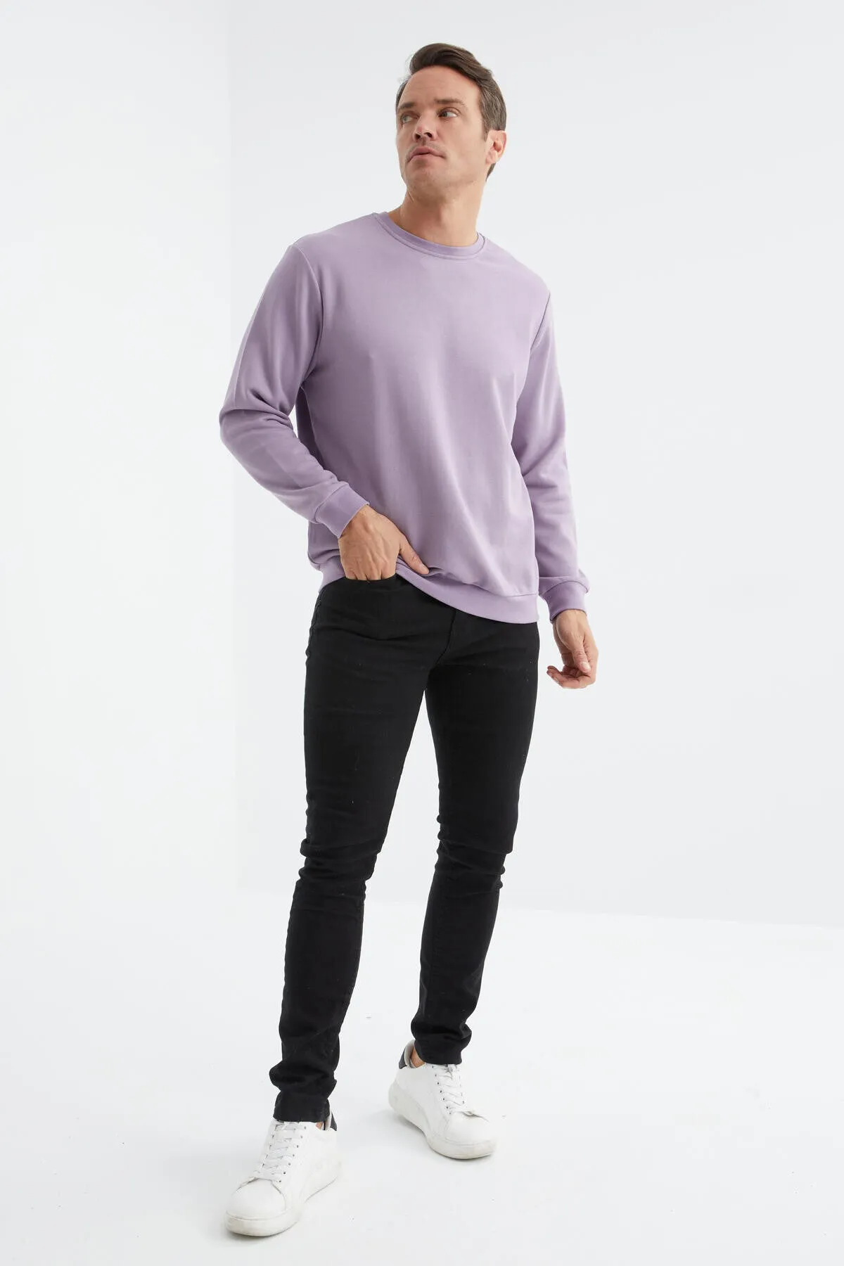basic o yaka rahat form erkek sweatshirt - 88053