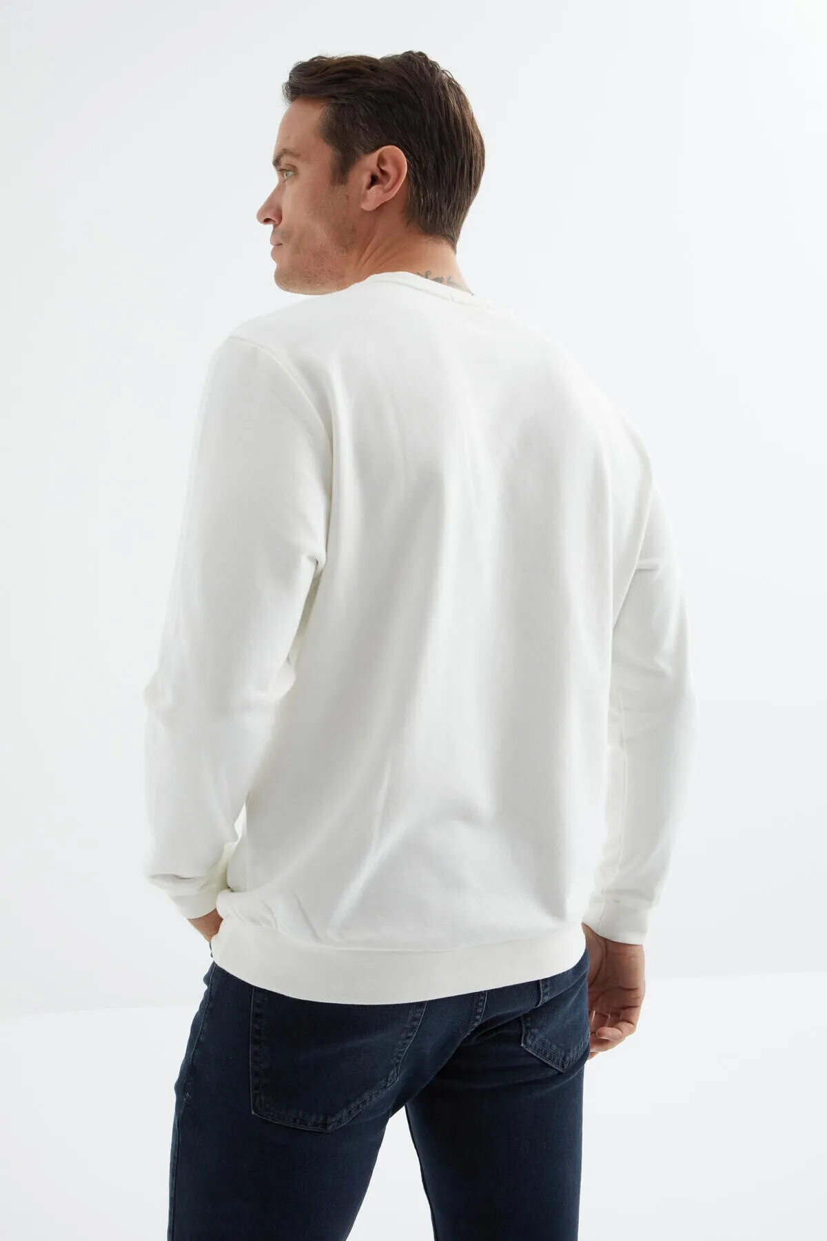 basic o yaka rahat form erkek sweatshirt - 88053