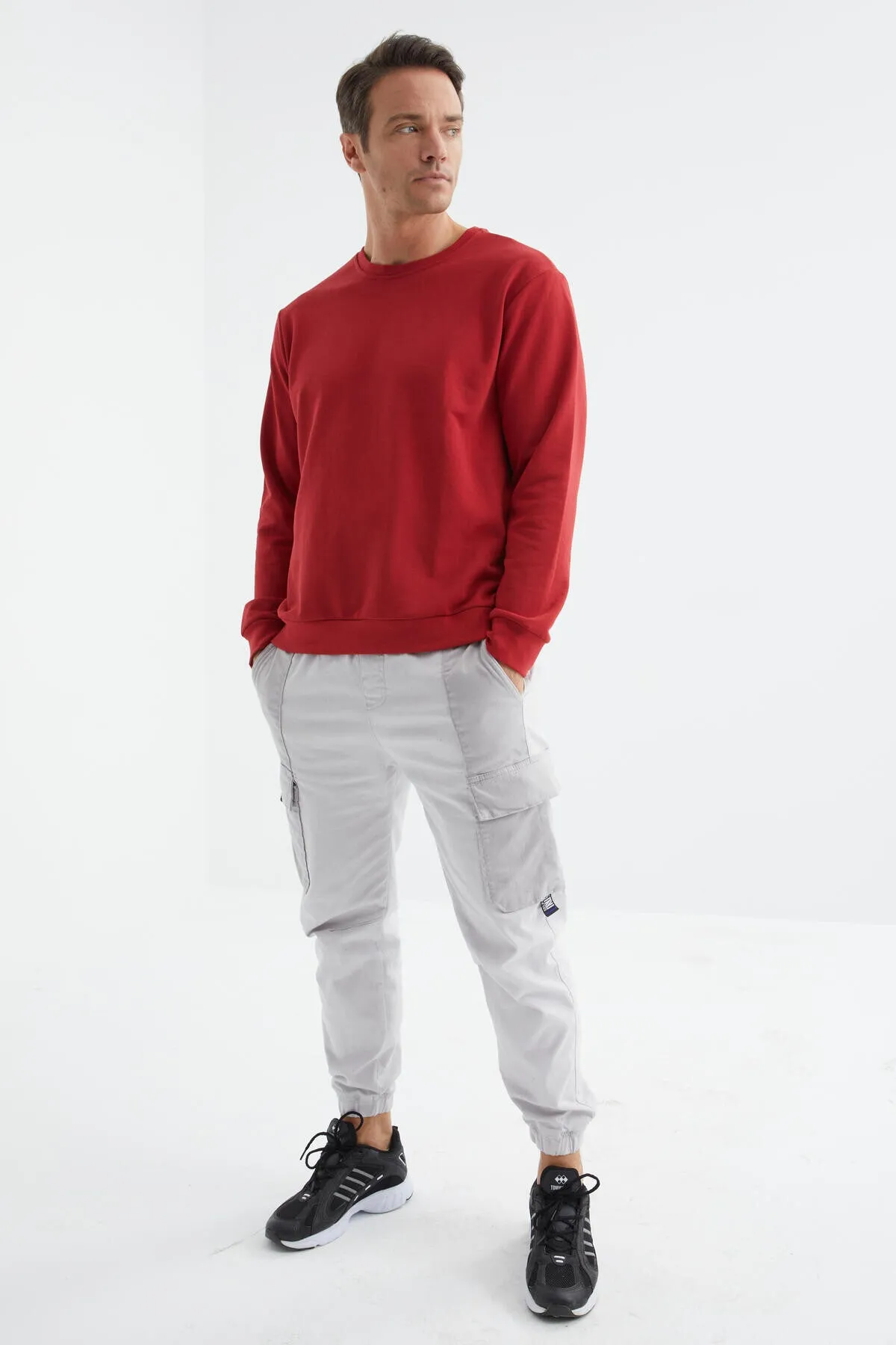 basic o yaka rahat form erkek sweatshirt - 88053