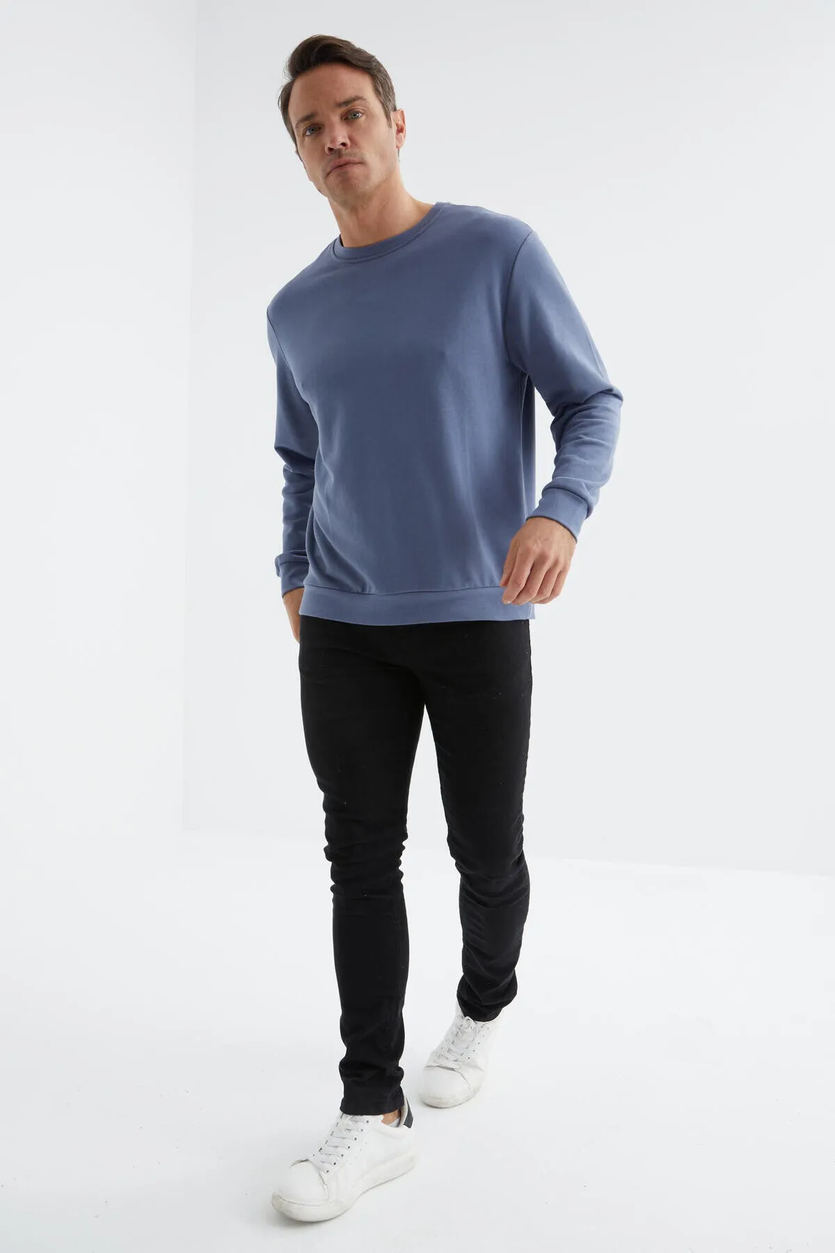 basic o yaka rahat form erkek sweatshirt - 88053