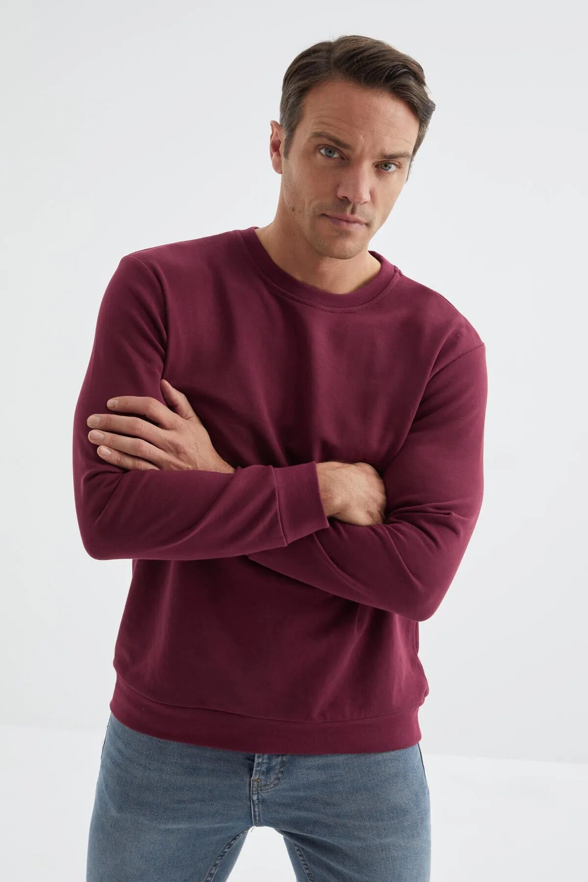 basic o yaka rahat form erkek sweatshirt - 88053