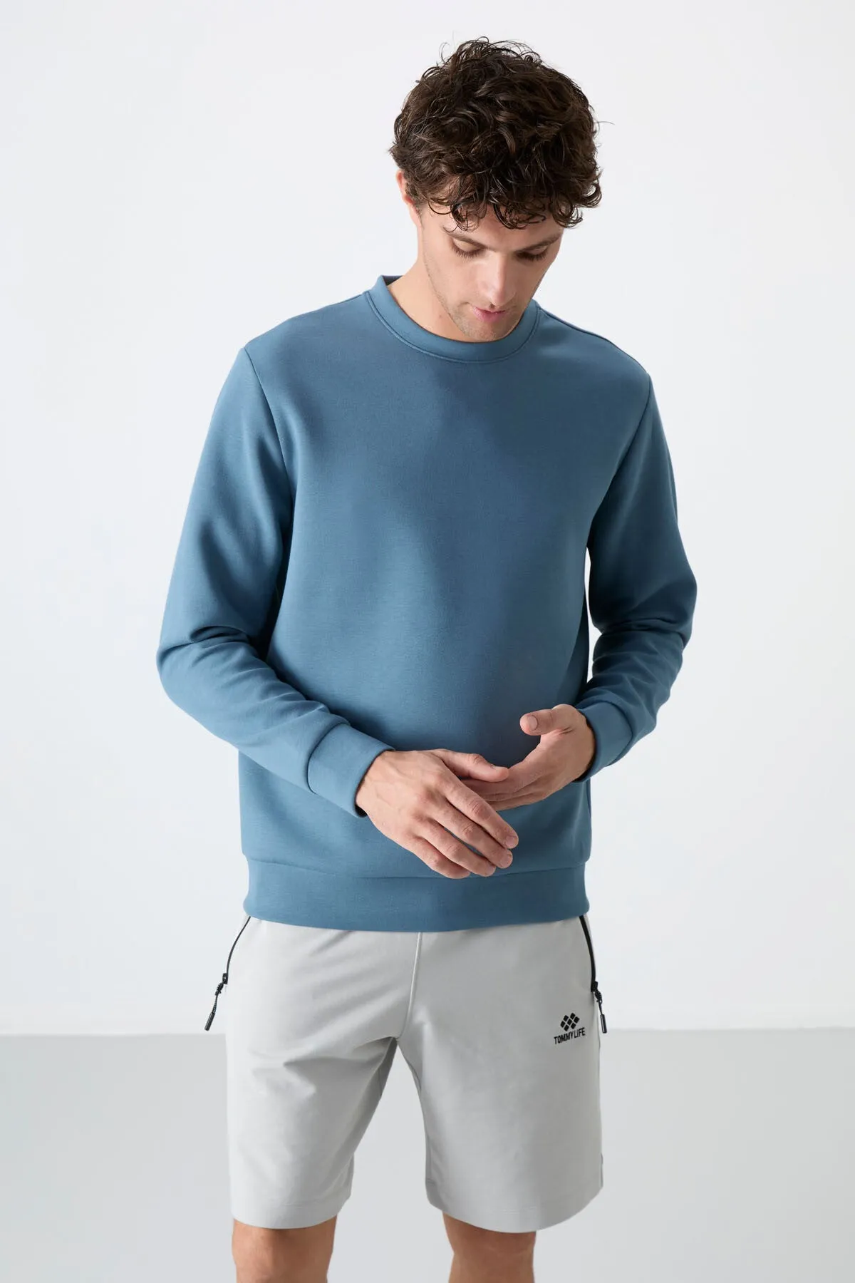 basic o yaka rahat form erkek sweatshirt - 88053