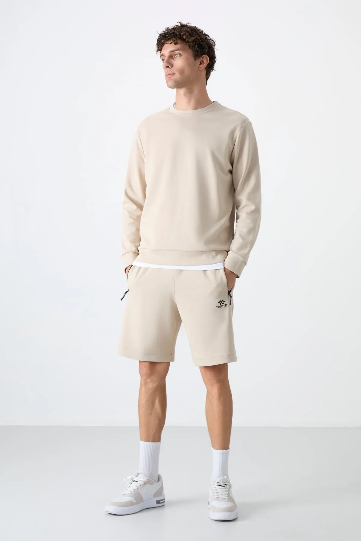 basic o yaka rahat form erkek sweatshirt - 88053