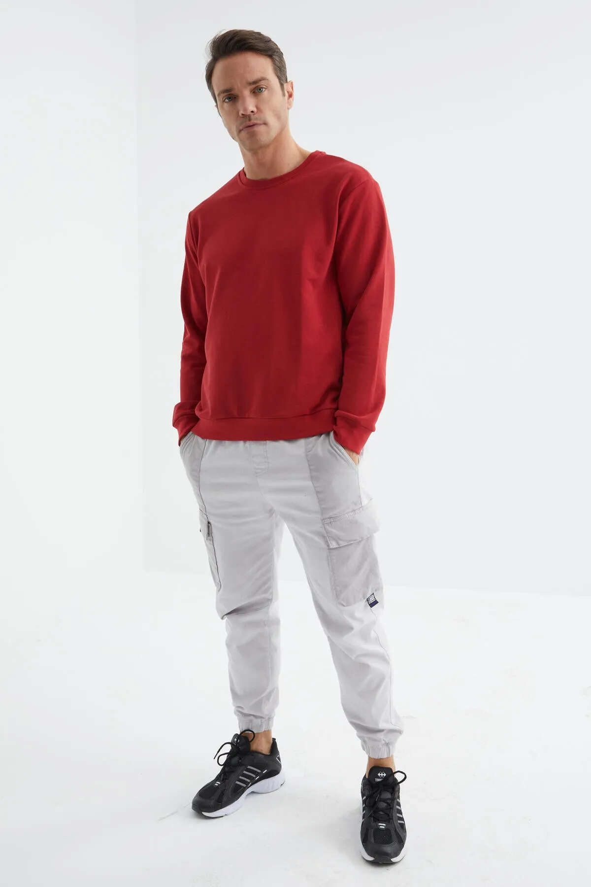 basic o yaka rahat form erkek sweatshirt - 88053