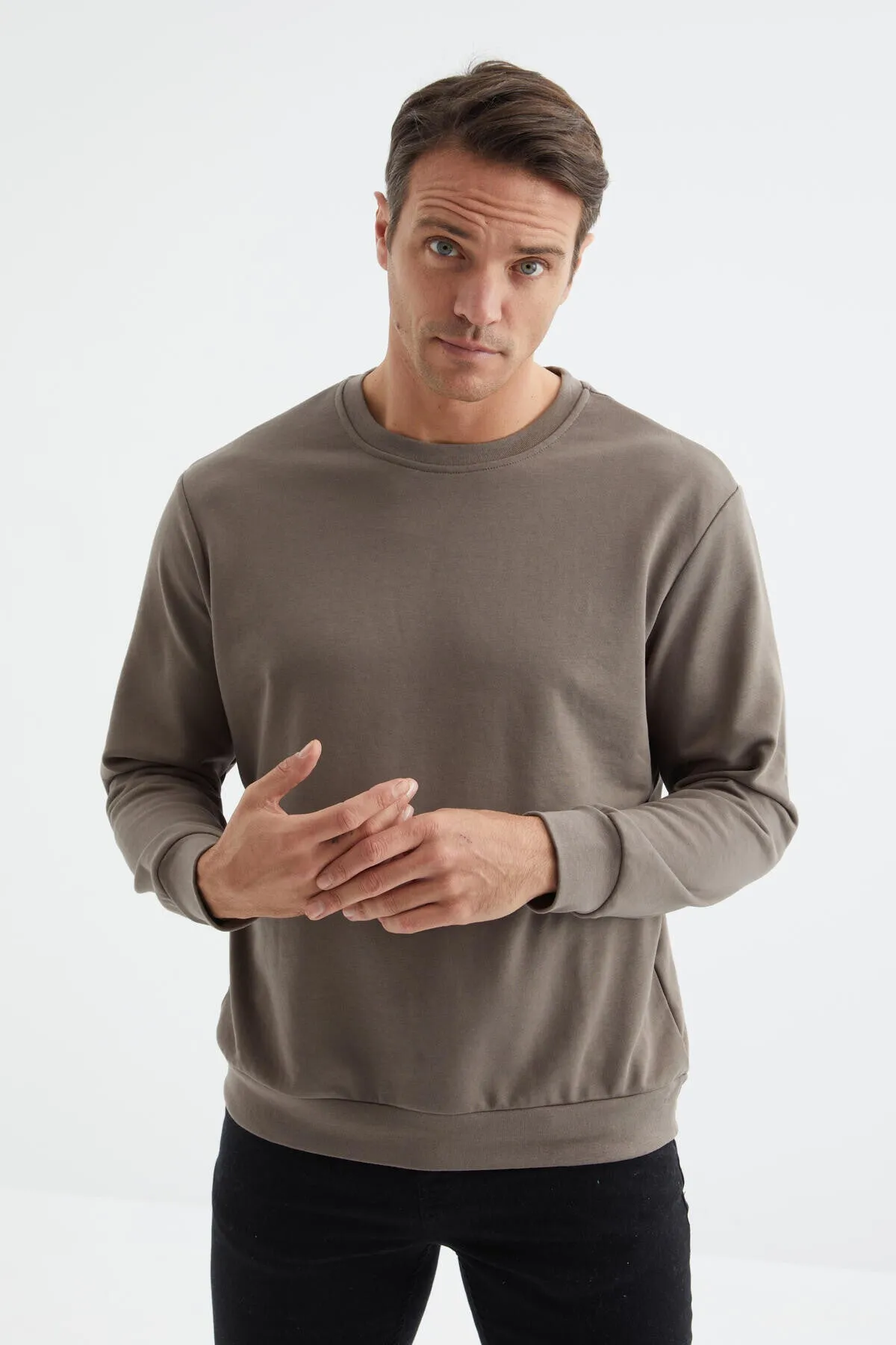 basic o yaka rahat form erkek sweatshirt - 88053