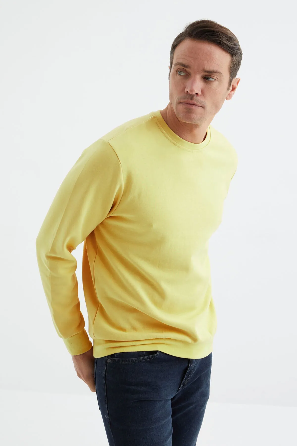 basic o yaka rahat form erkek sweatshirt - 88053