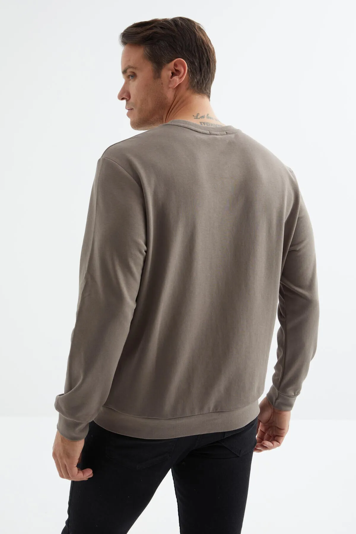 basic o yaka rahat form erkek sweatshirt - 88053