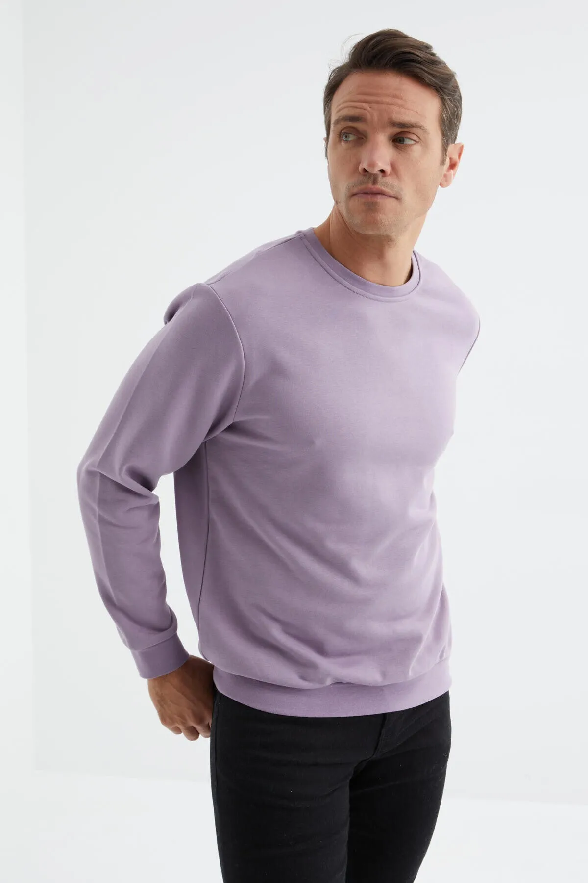 basic o yaka rahat form erkek sweatshirt - 88053