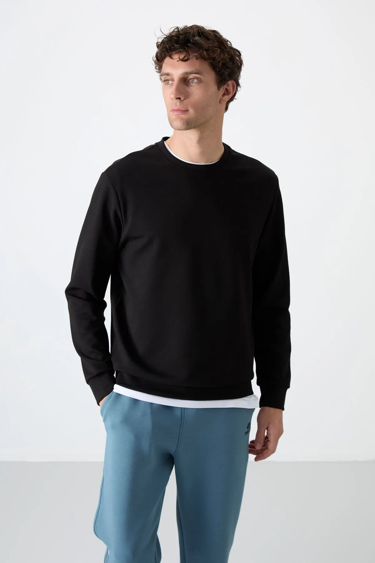 basic o yaka rahat form erkek sweatshirt - 88053