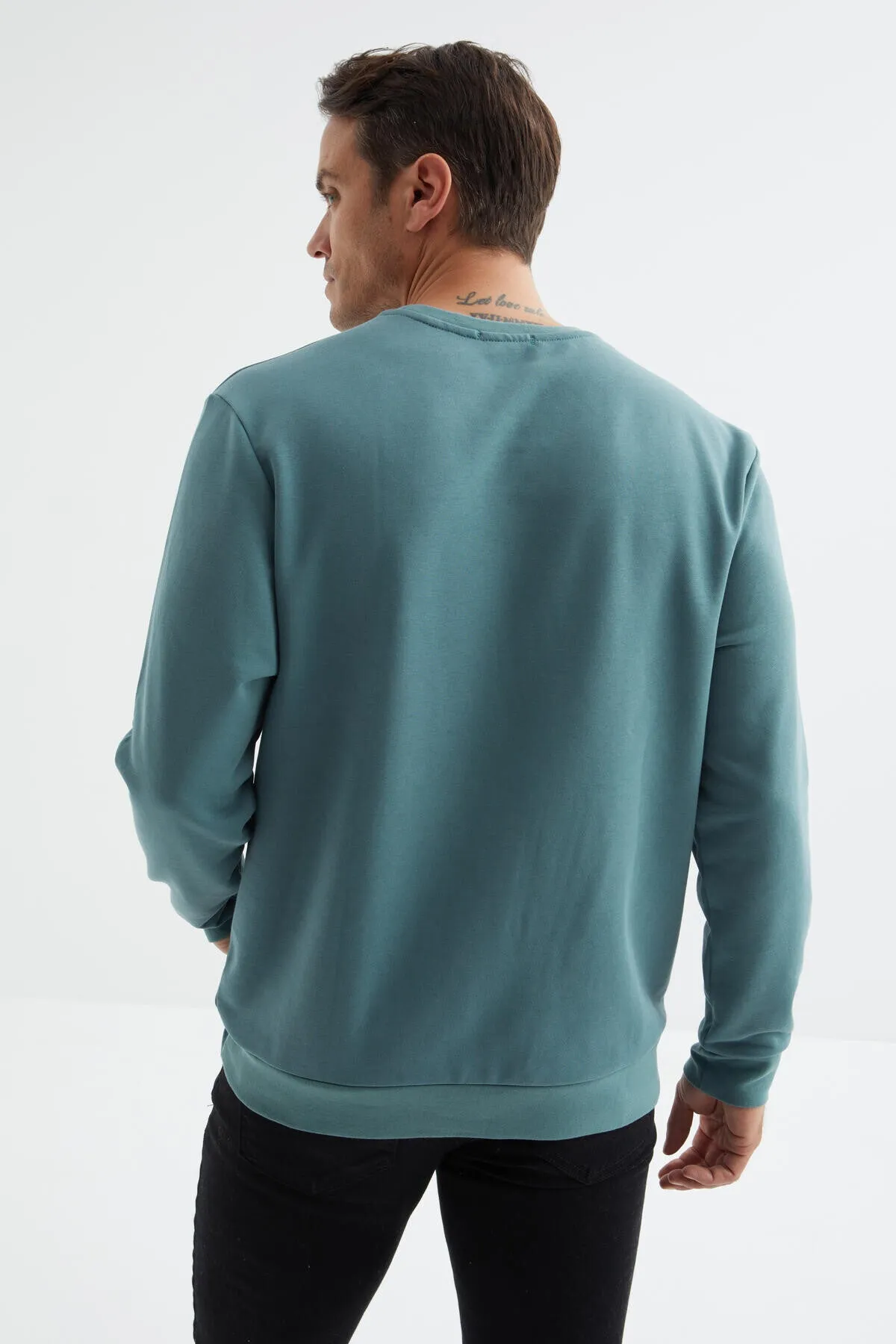 basic o yaka rahat form erkek sweatshirt - 88053