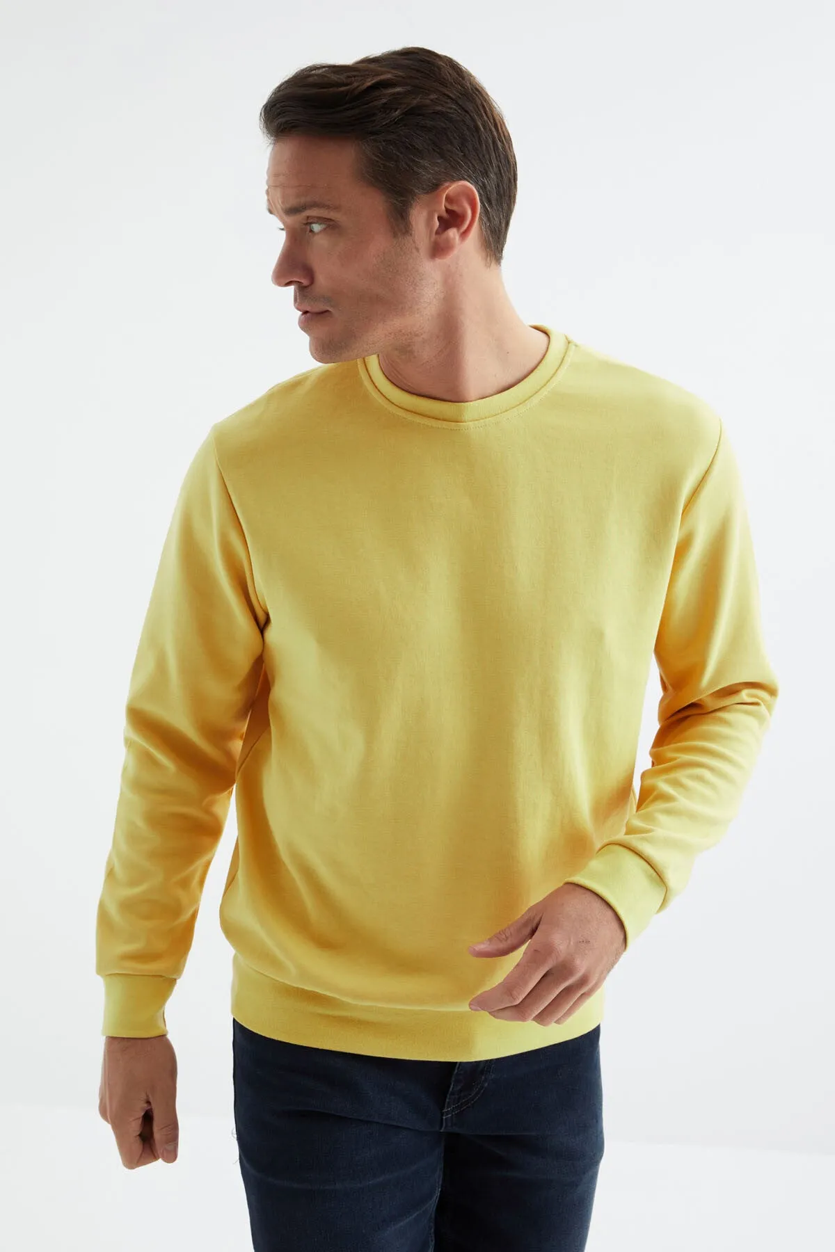 basic o yaka rahat form erkek sweatshirt - 88053