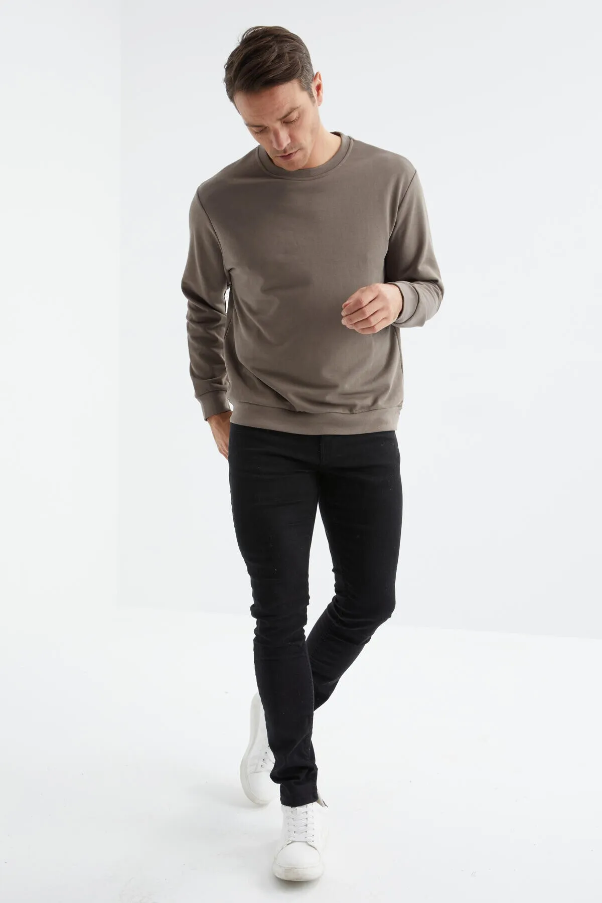 basic o yaka rahat form erkek sweatshirt - 88053