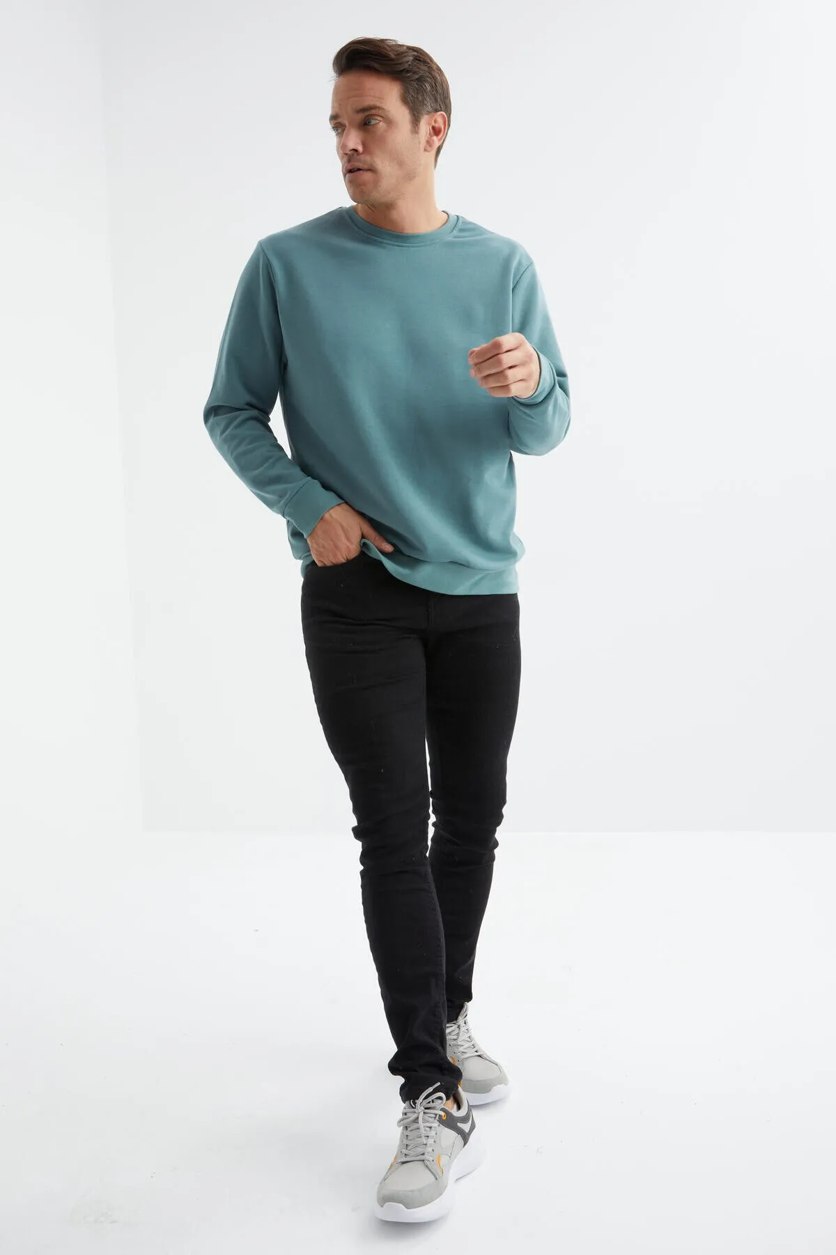 basic o yaka rahat form erkek sweatshirt - 88053