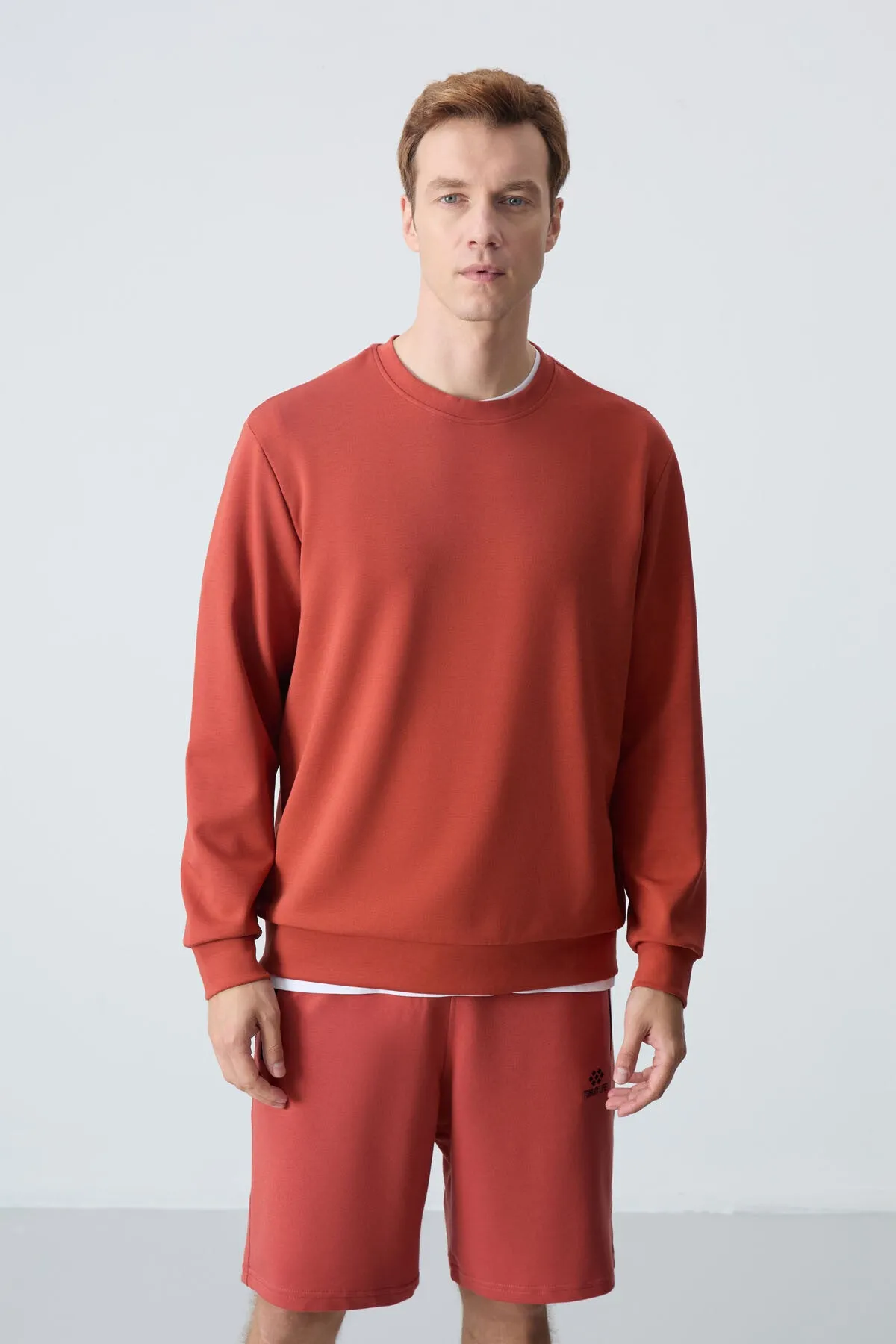 basic o yaka rahat form erkek sweatshirt - 88053