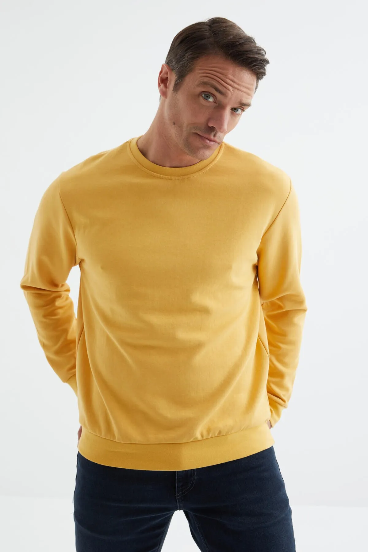 basic o yaka rahat form erkek sweatshirt - 88053