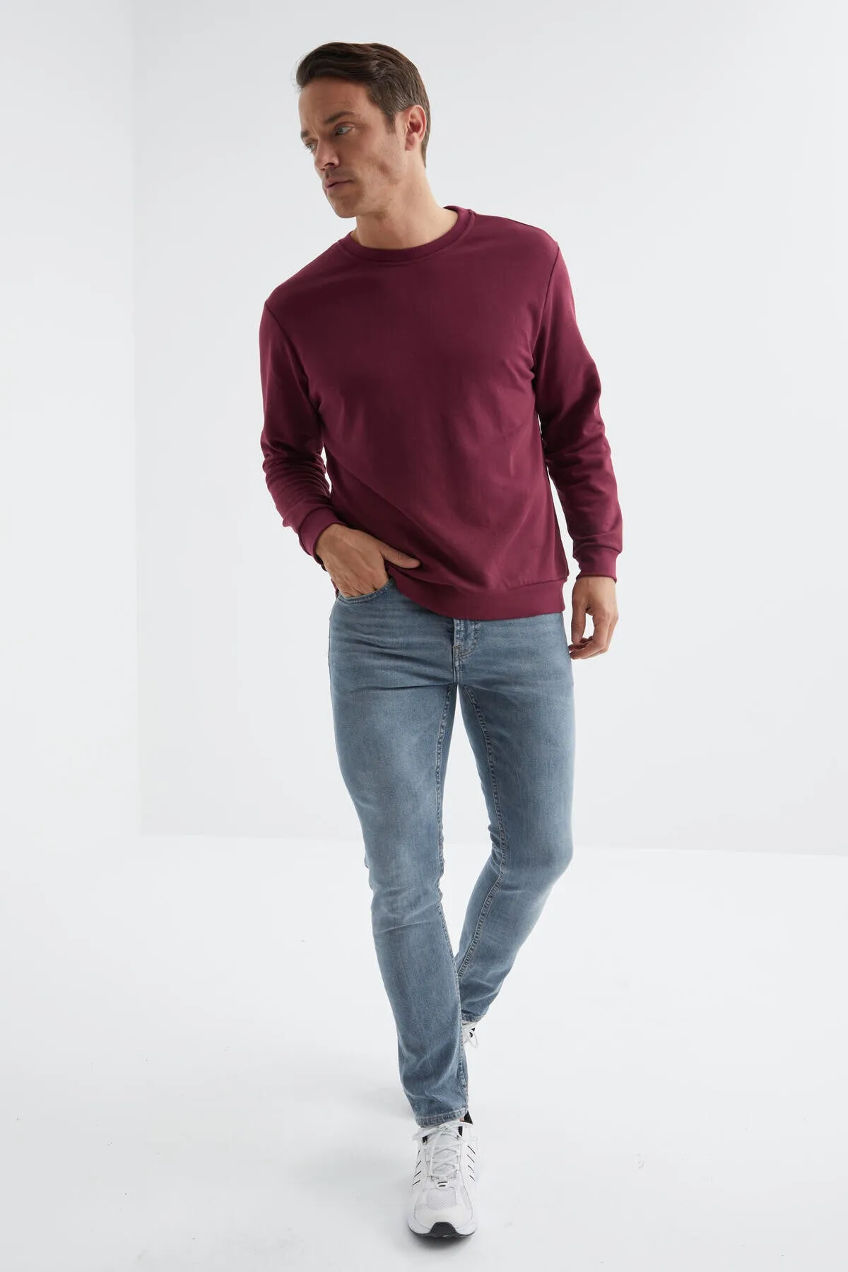 basic o yaka rahat form erkek sweatshirt - 88053